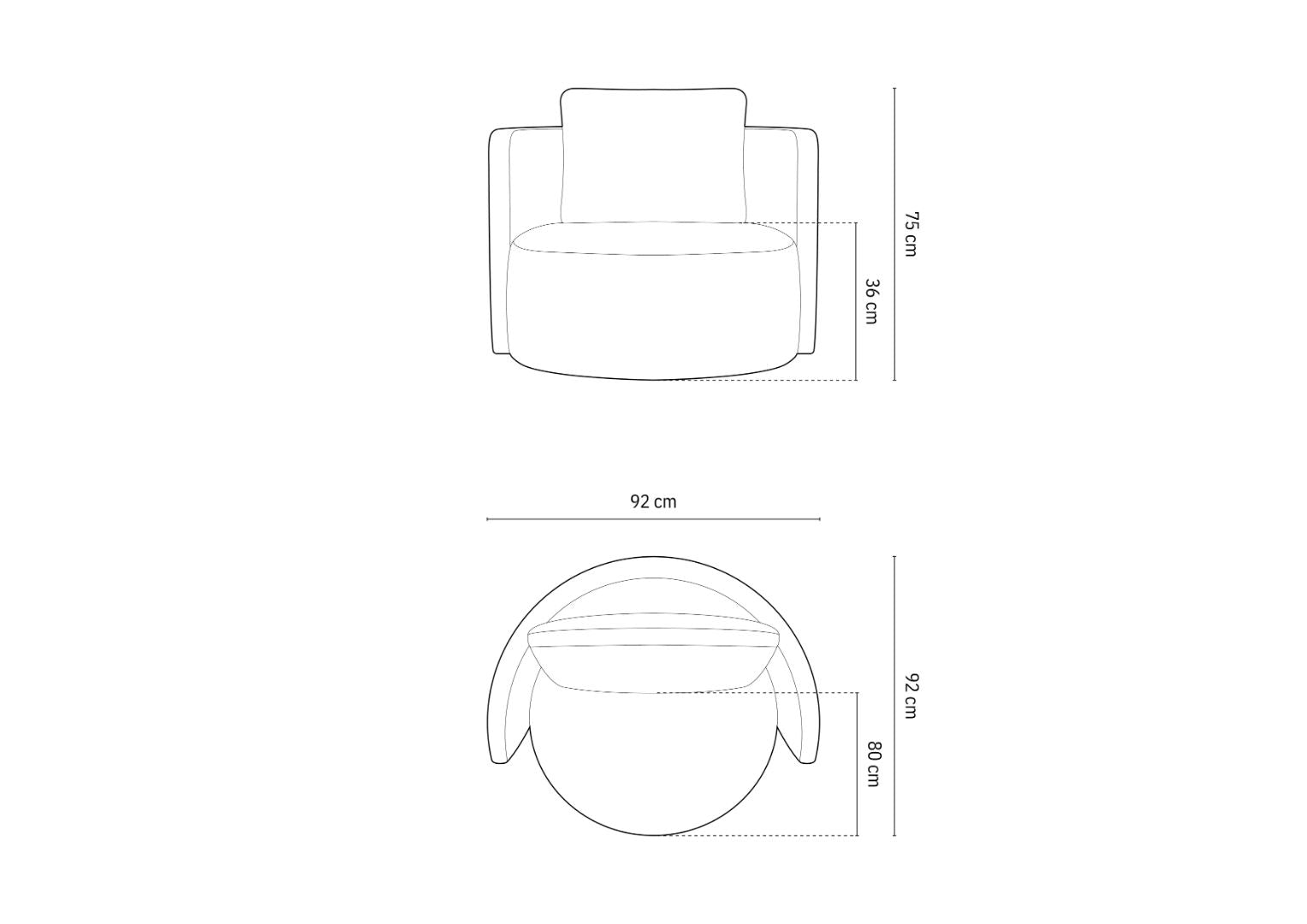 Fotelja Bliss 92x92cm, Materijal: Baršun