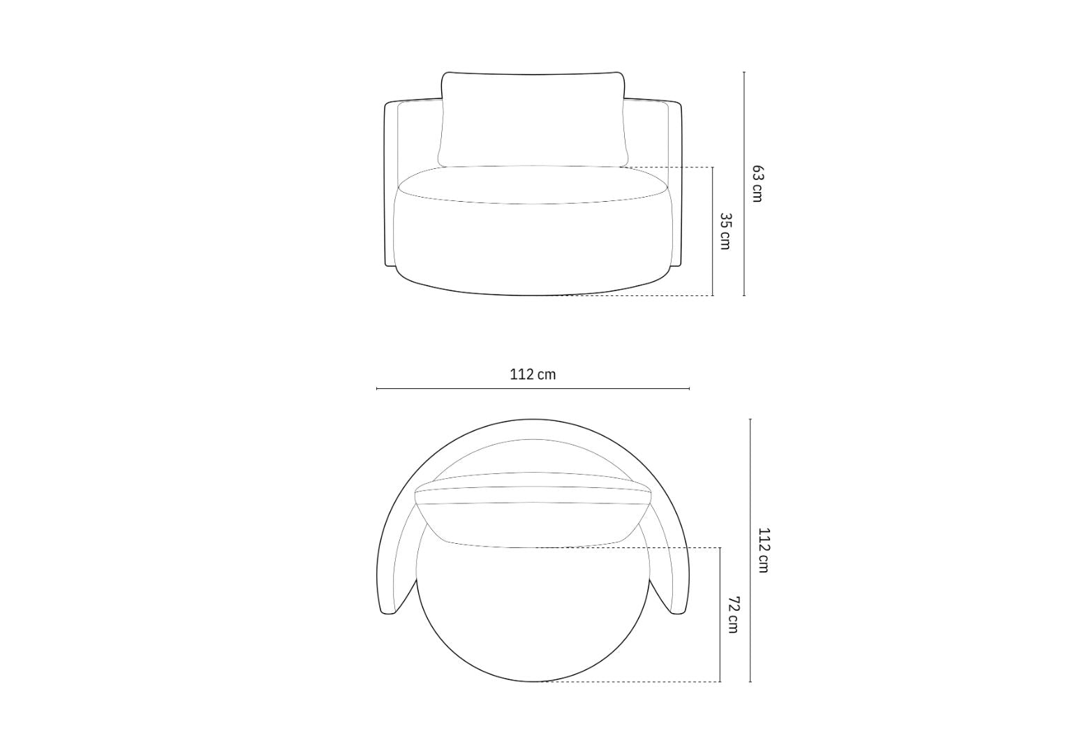 Fotelja Bliss 112x112cm, Materijal: Baršun