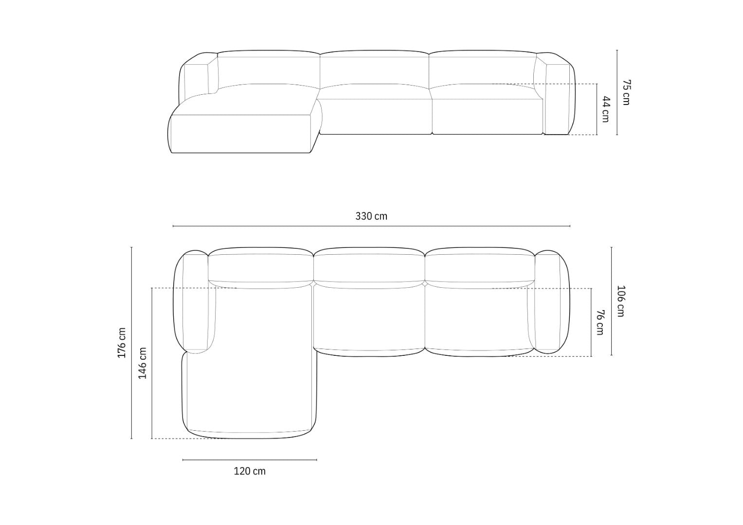 Kutna garnitura Martina 330x176cm, Materijal: Rebrasta tkanina