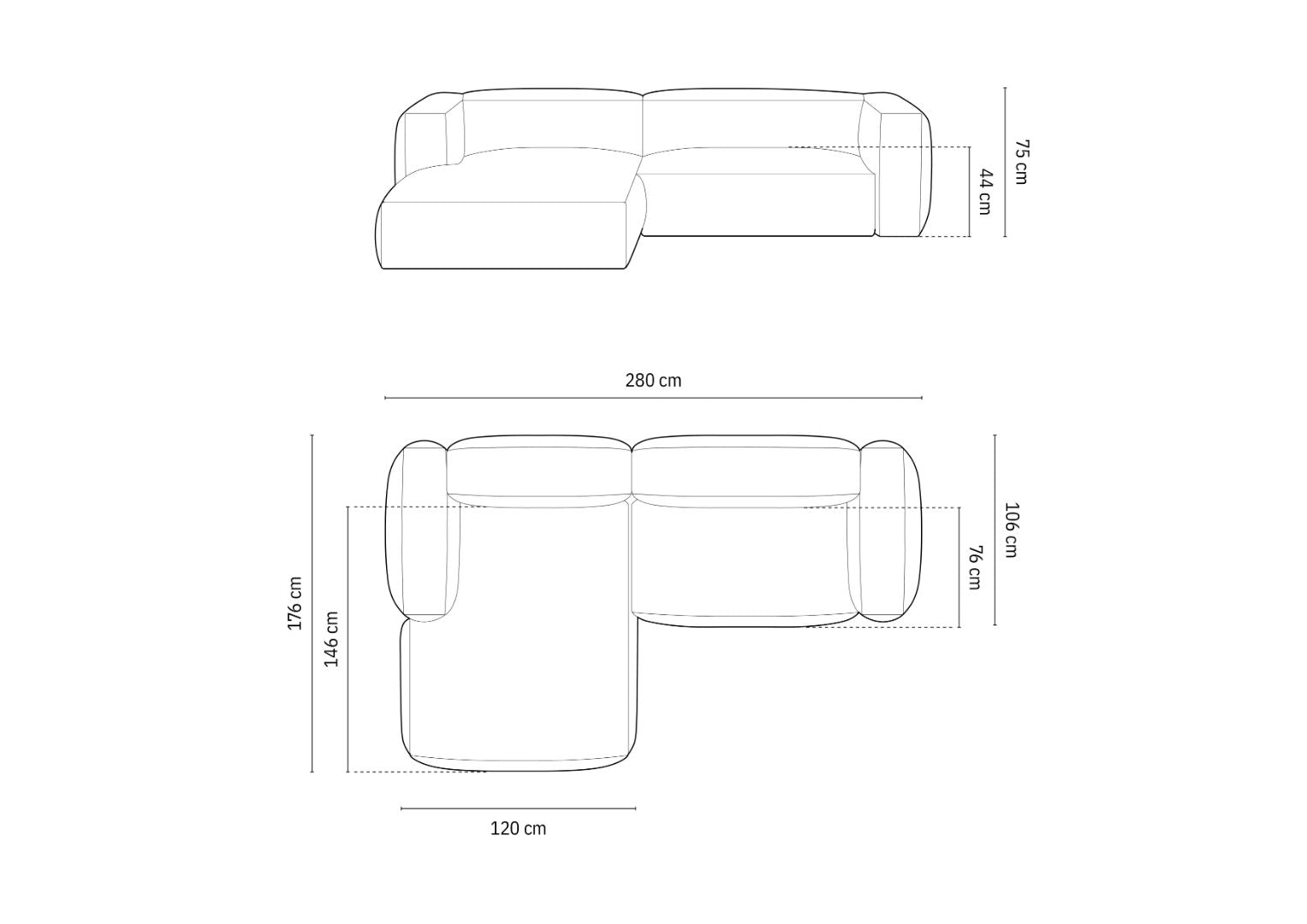 Kutna garnitura Martina 280x176cm, Materijal: Rebrasta tkanina