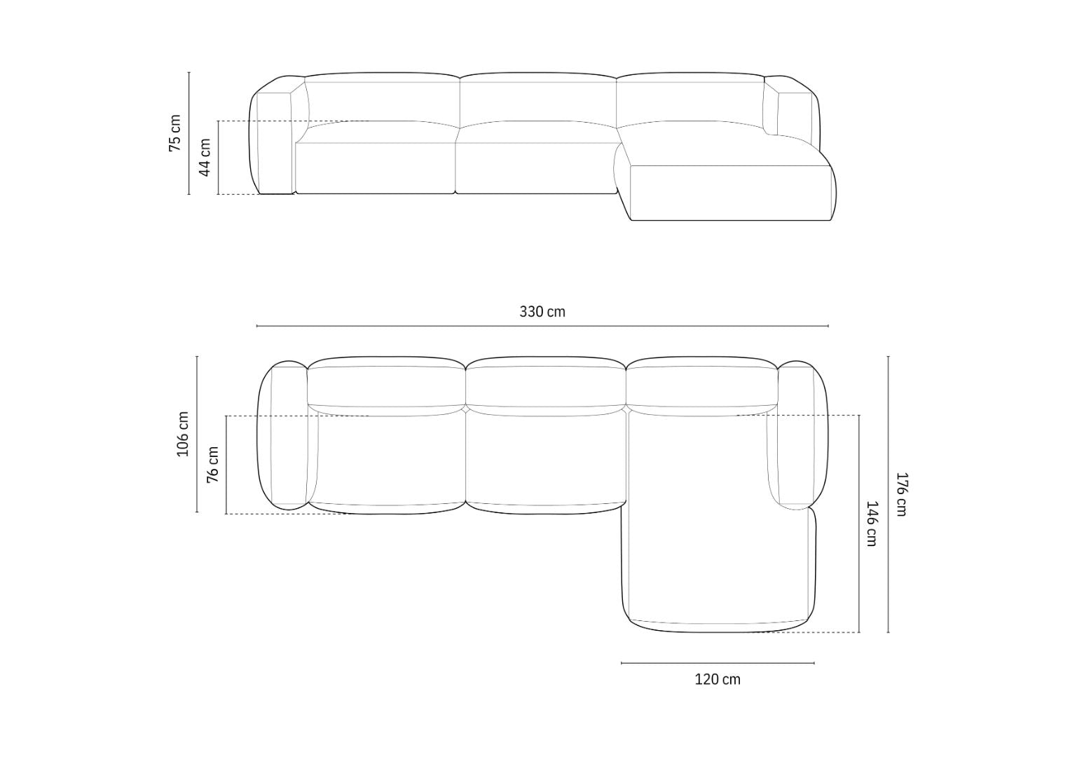 Kutna garnitura Martina 330x176cm, Materijal: Rebrasta tkanina