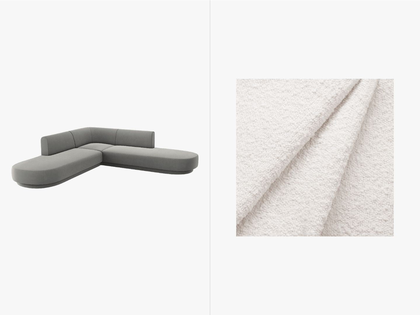 Kutna garnitura Miley zaobljena, 248x248cm, Materijal: Boucle