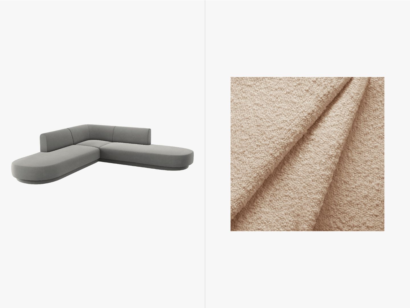 Kutna garnitura Miley zaobljena, 248x248cm, Materijal: Boucle