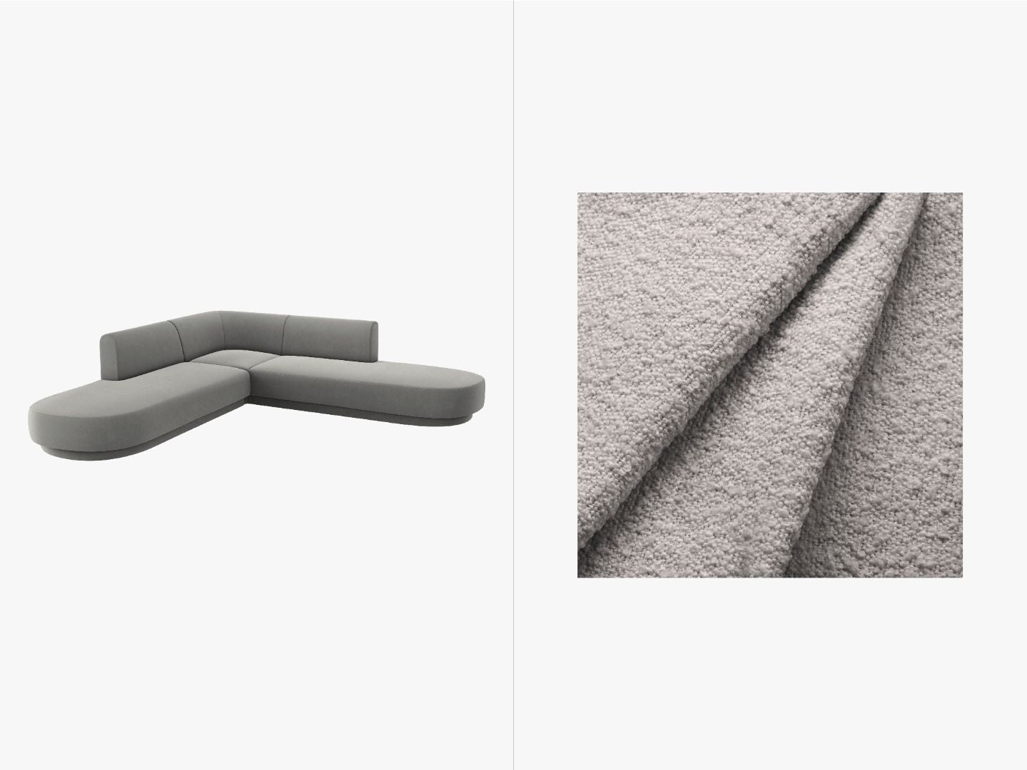 Kutna garnitura Miley zaobljena, 248x248cm, Materijal: Boucle