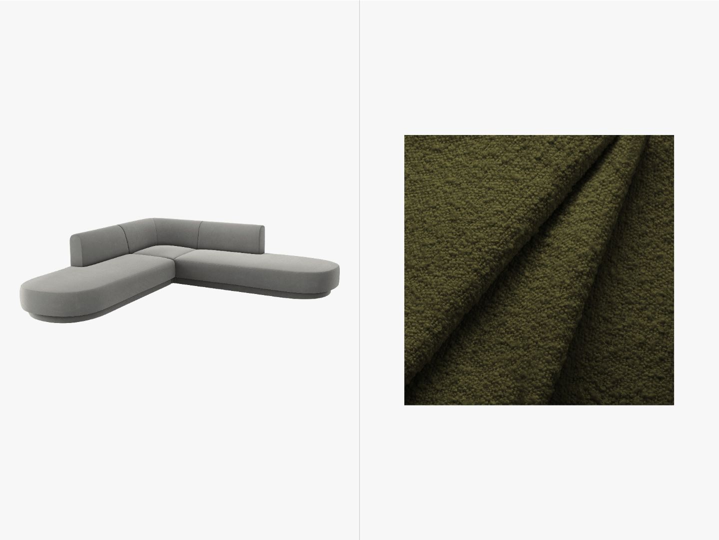 Kutna garnitura Miley zaobljena, 248x248cm, Materijal: Boucle