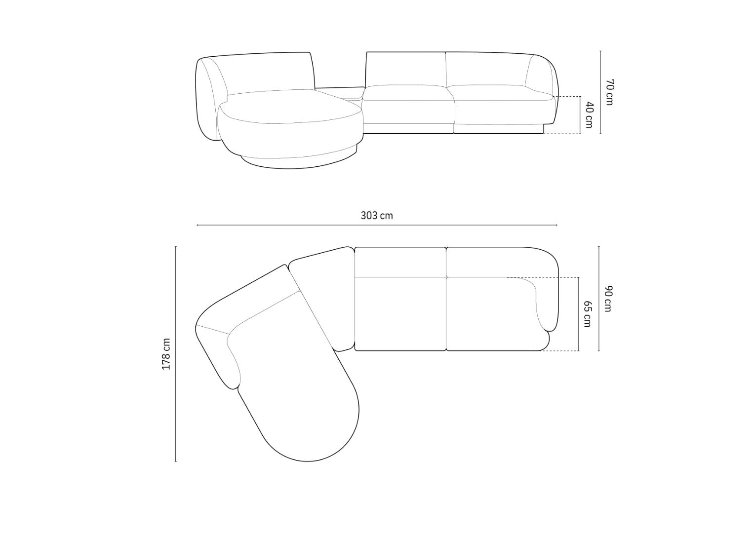 Kutna garnitura Miley 303x178cm, Materijal: Boucle