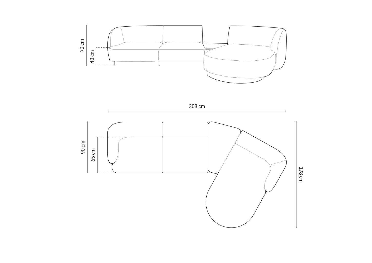 Kutna garnitura Miley 303x178cm, Materijal: Boucle
