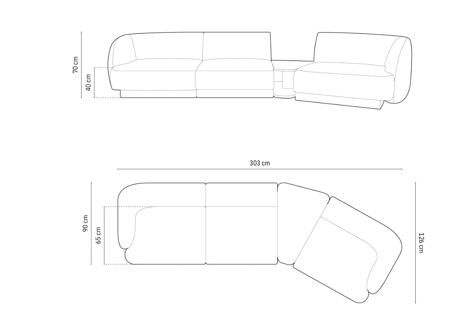 Kutna garnitura Miley 303x126cm, Materijal: Boucle