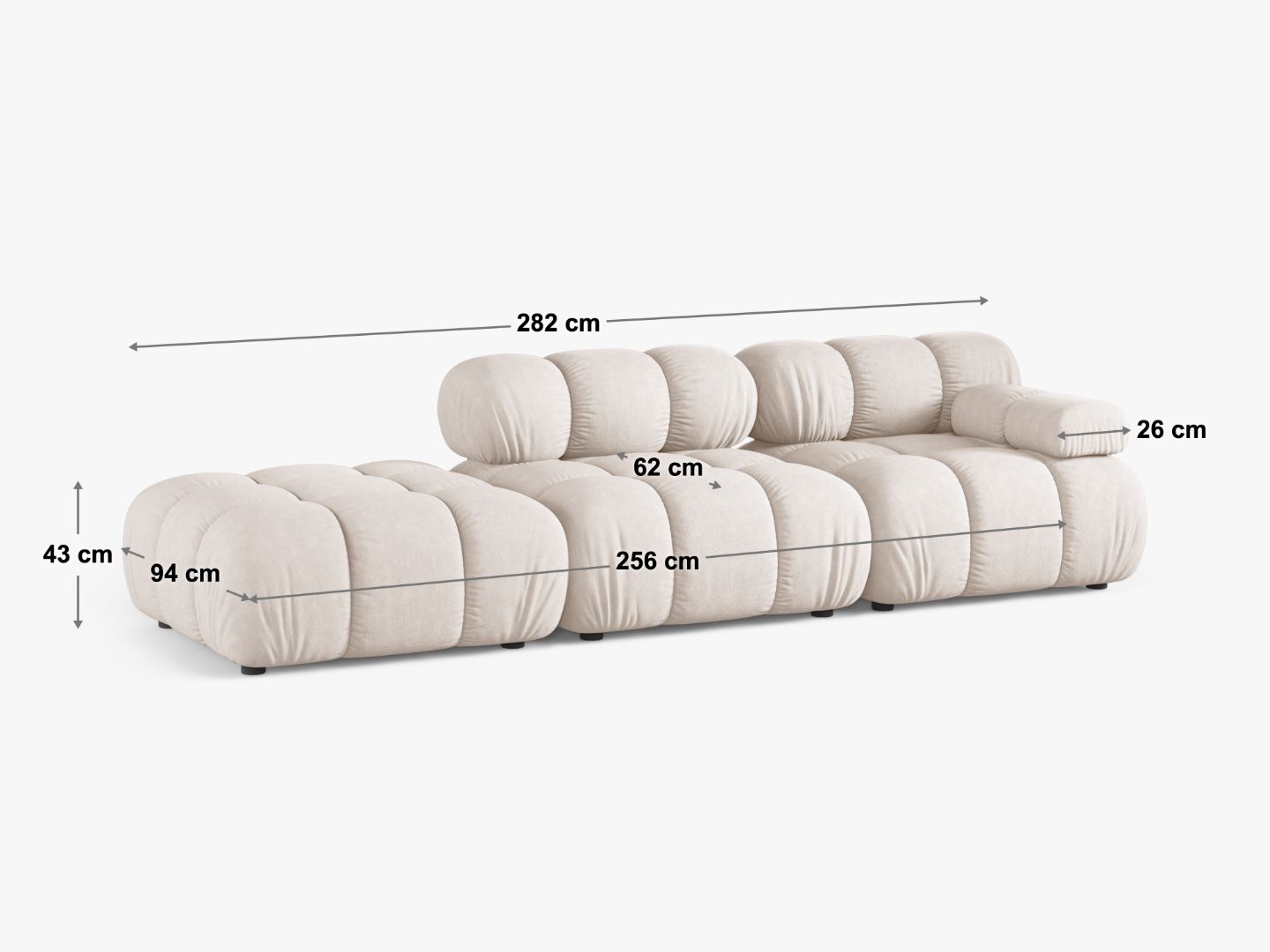 Bellis Modularna Sofa 282x94cm, Materijal: Strukturirana tkanina