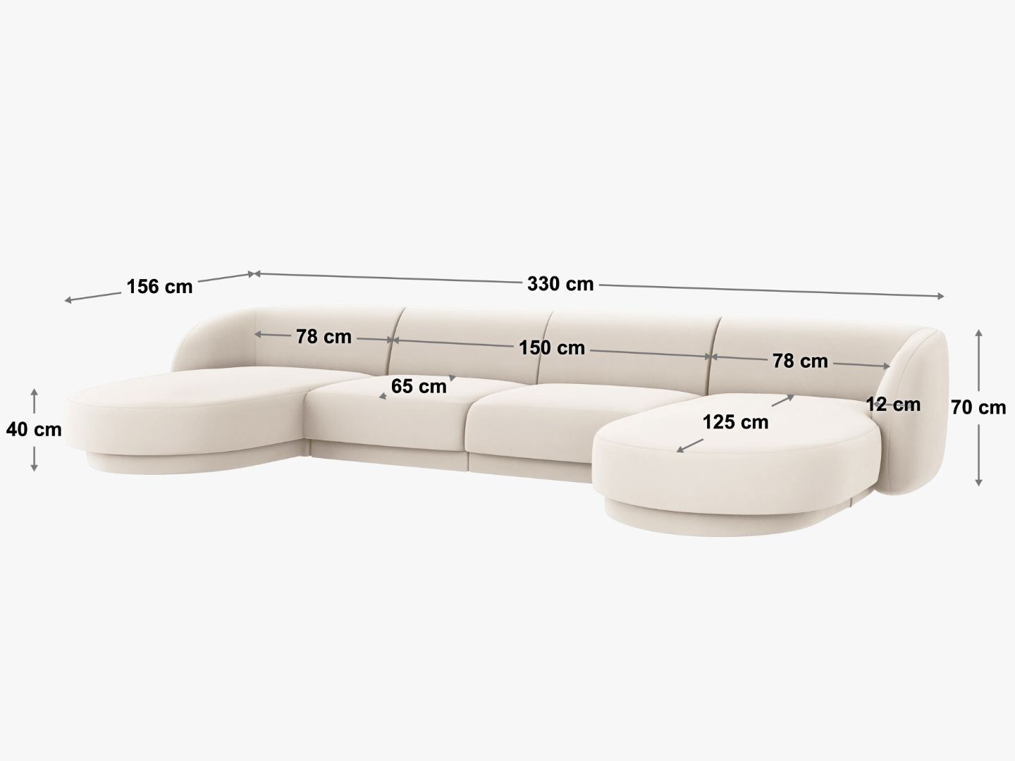 Sofa Miley Panoramic, 330x156cm, Materijal: Boucle