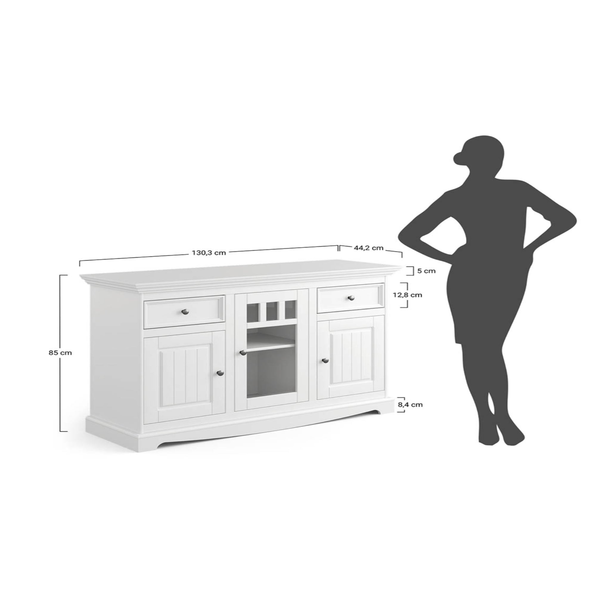 Komoda Belluno 130x44 cm, Materijal: Masivna Borovina