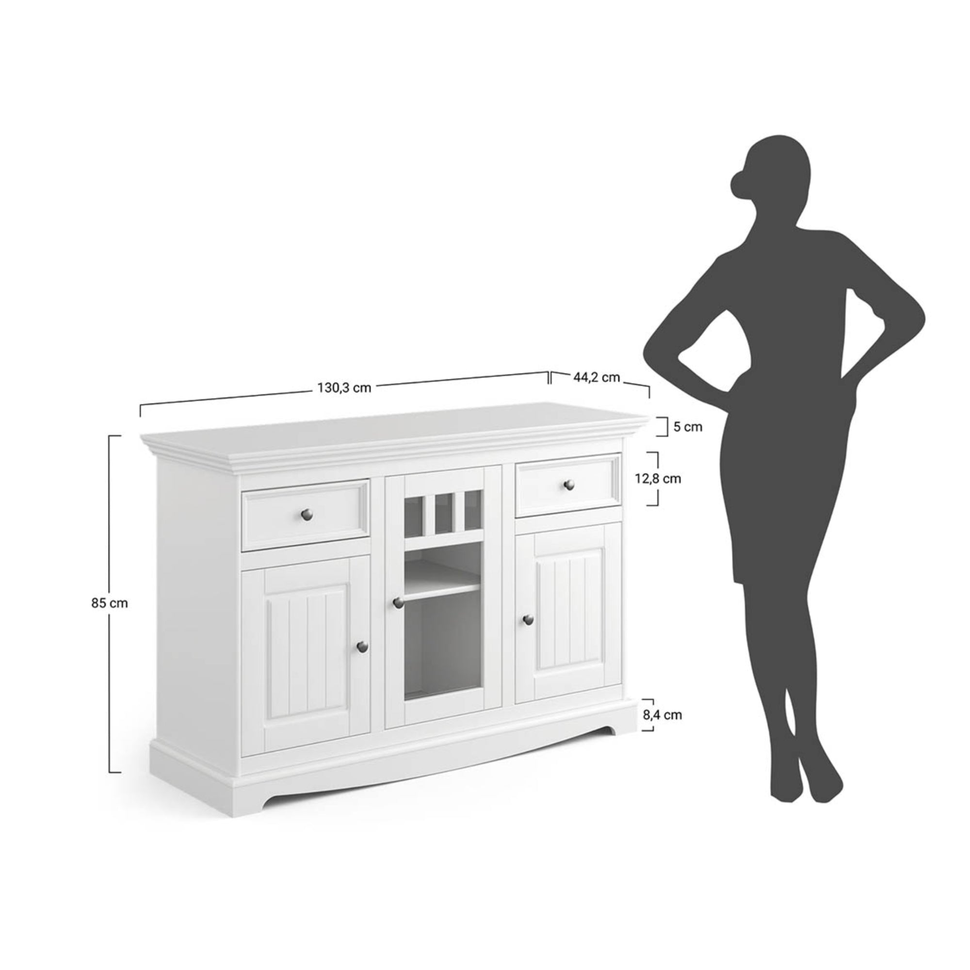 Komoda Belluno 130x44 cm, Materijal: Masivna Borovina