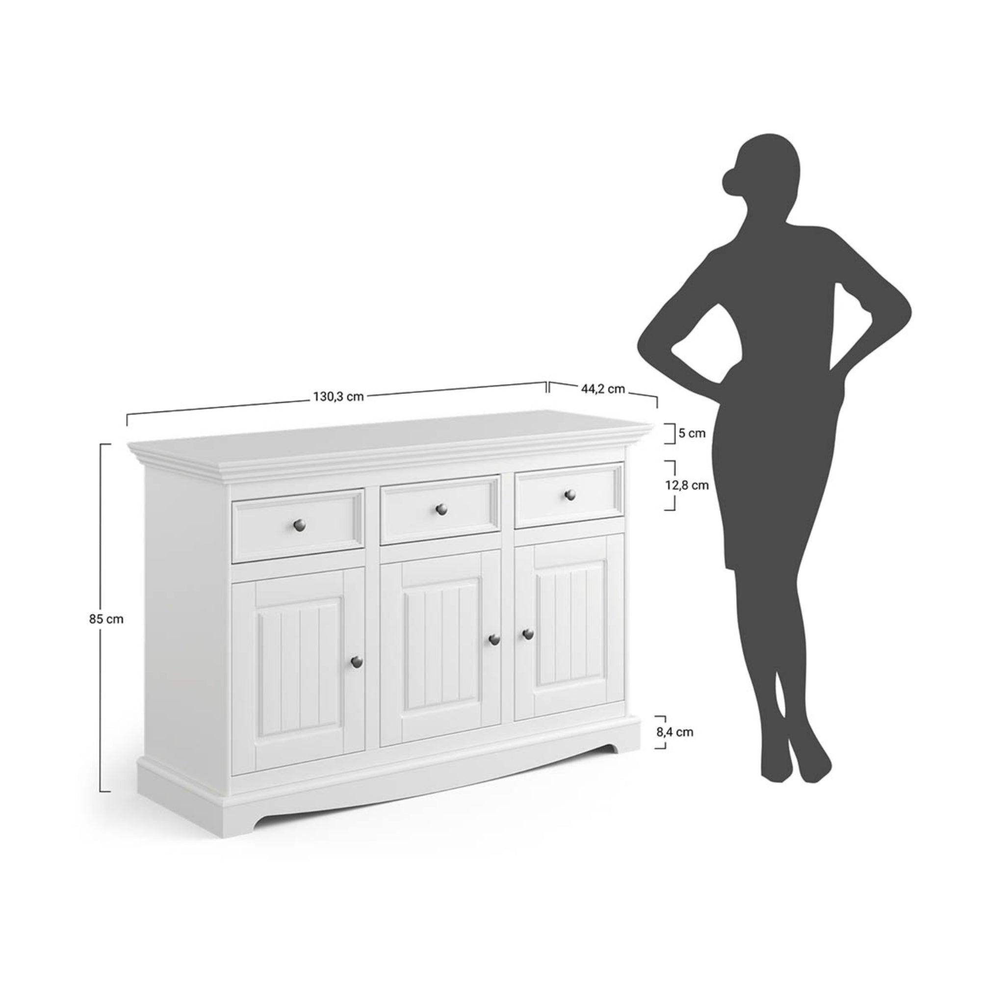Komoda Belluno 130x44 cm, Materijal: Masivna Borovina