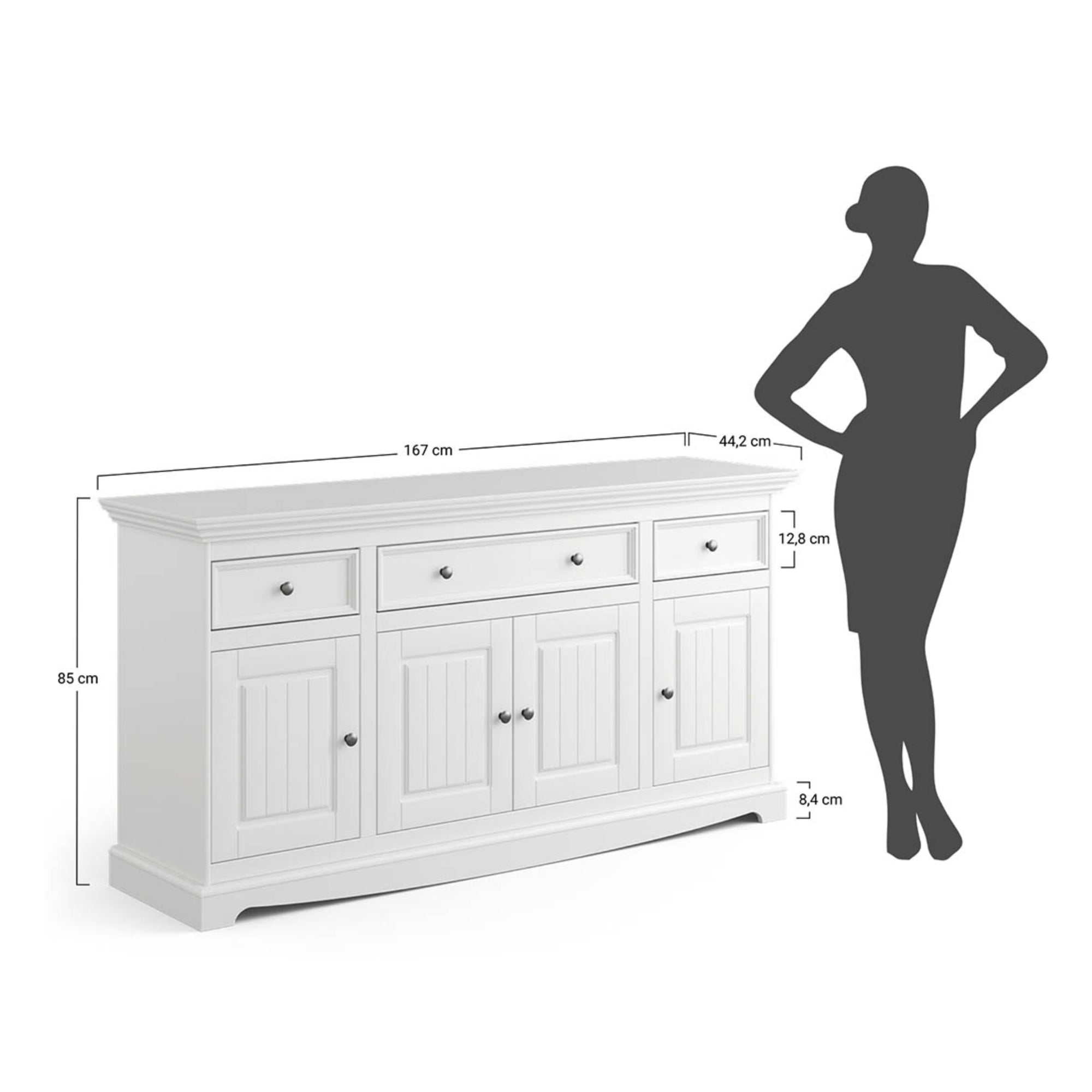 Komoda Belluno 167x44 cm, Materijal: Masivna Borovina