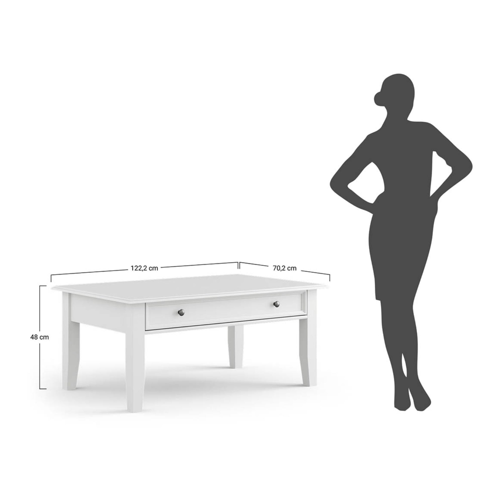 Klub stolić Belluno 122x70 cm, Materijal: Masivna Borovina