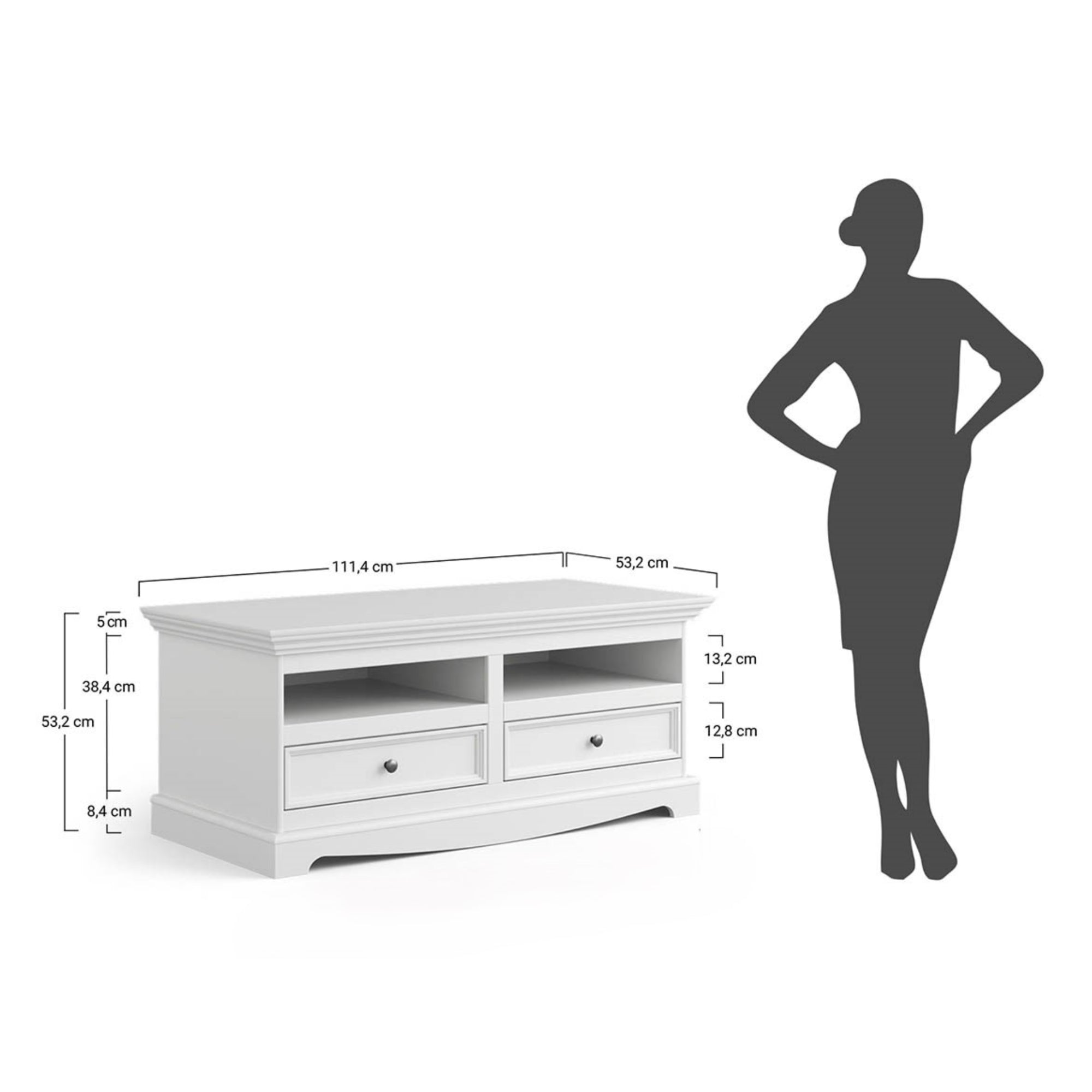 TV Komoda Belluno 111x53 cm , Materijal: Masivna Borovina