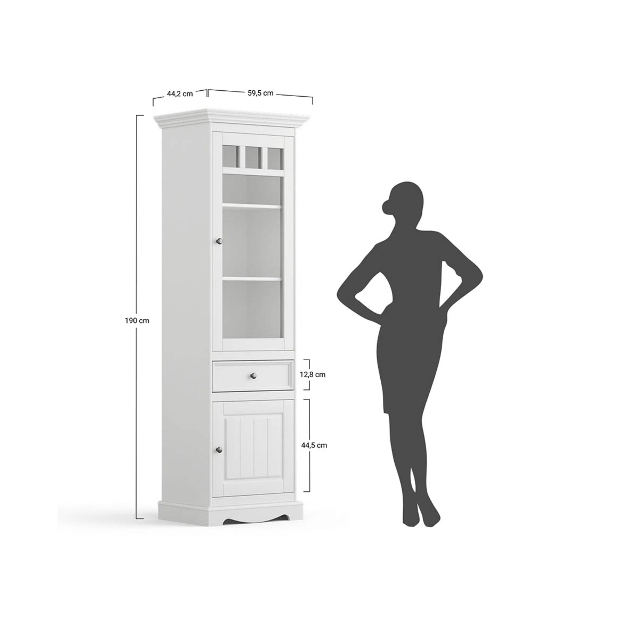 Vitrina Belluno 44x190 cm, Materijal: Masivna Borovina