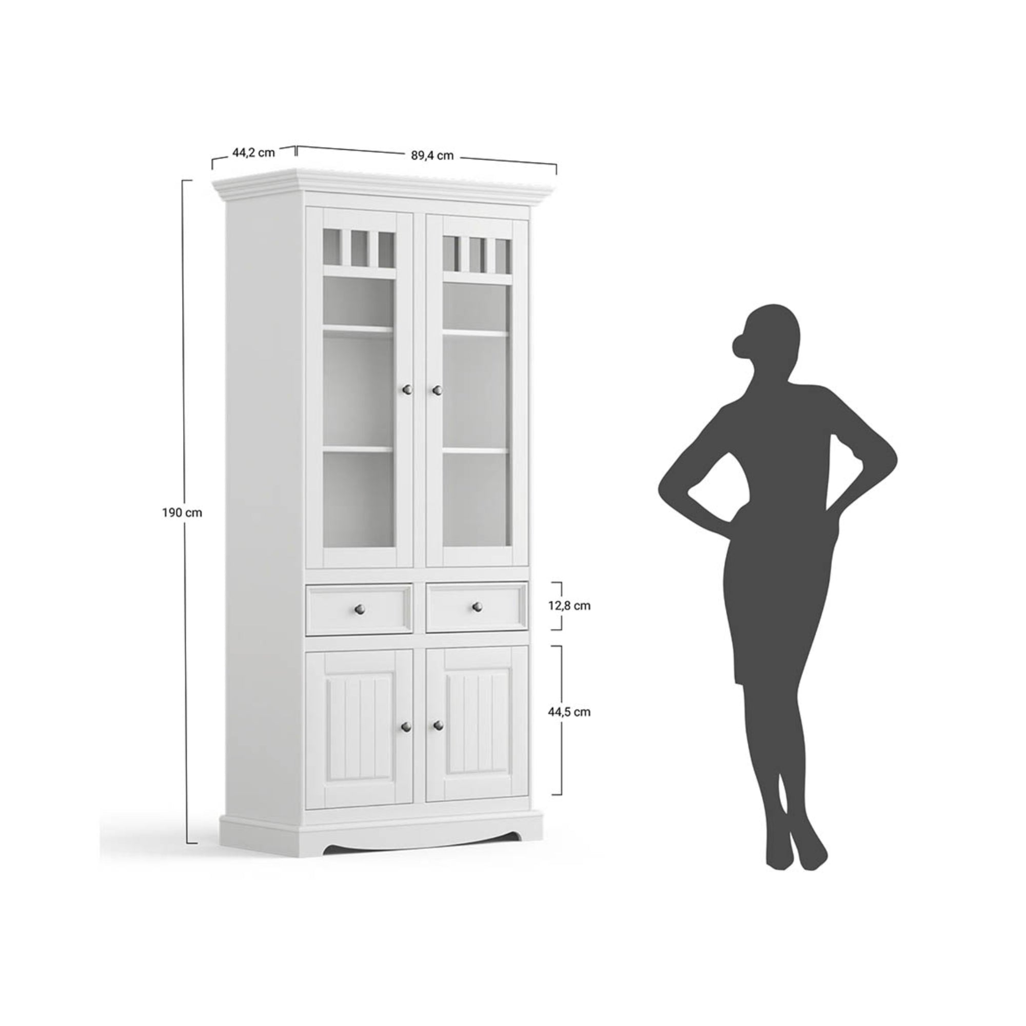 Vitrina Belluno 44x190 cm, Materijal: Masivna Borovina