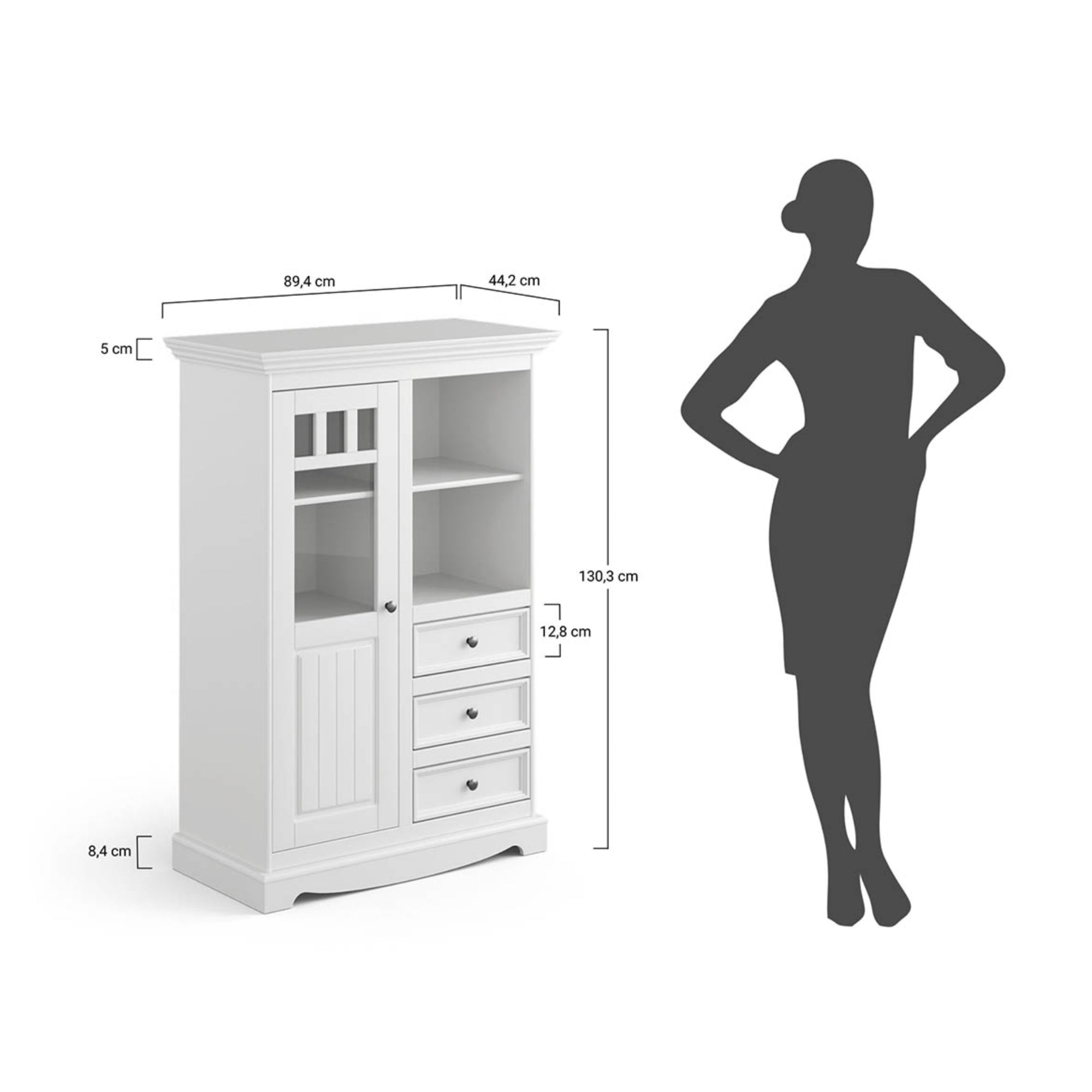 Vitrina Belluno 44x130 cm  Materijal: Masivna Borovina