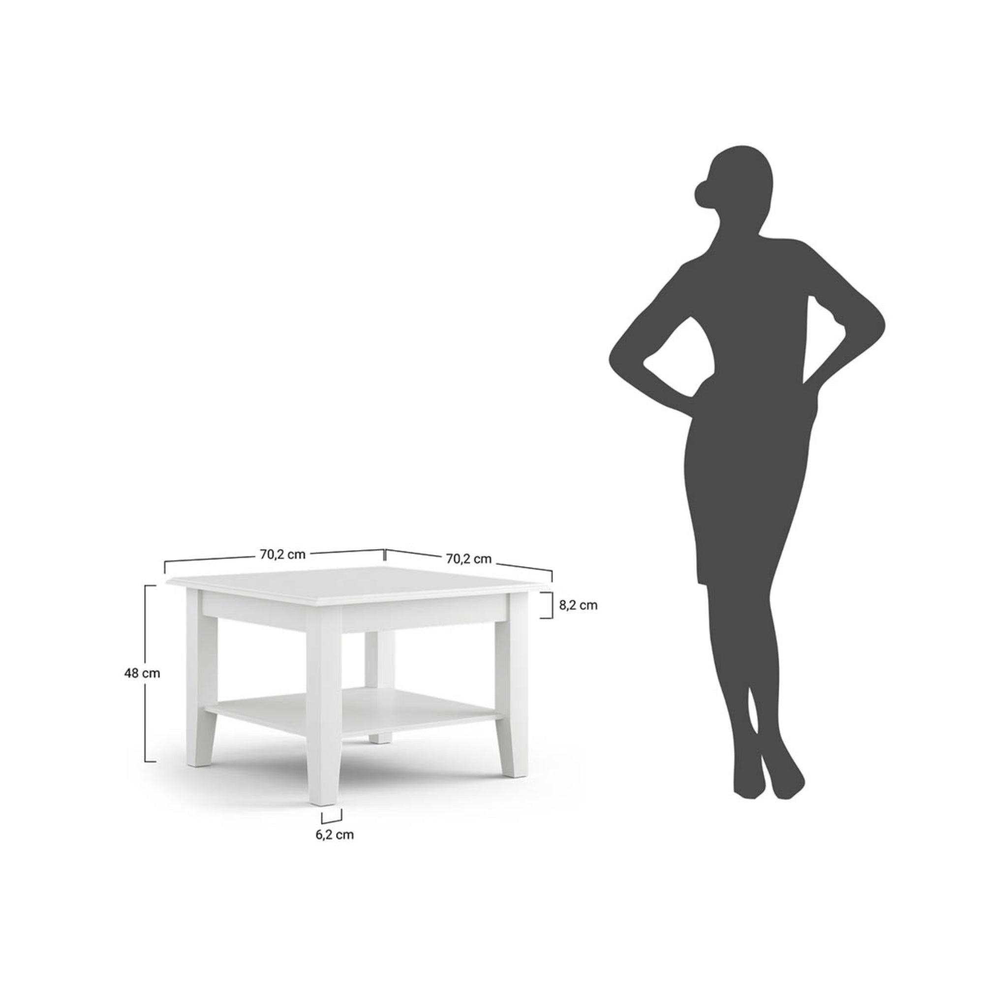 Klub stolić Belluno 70x70 cm, Materijal: Masivna Borovina