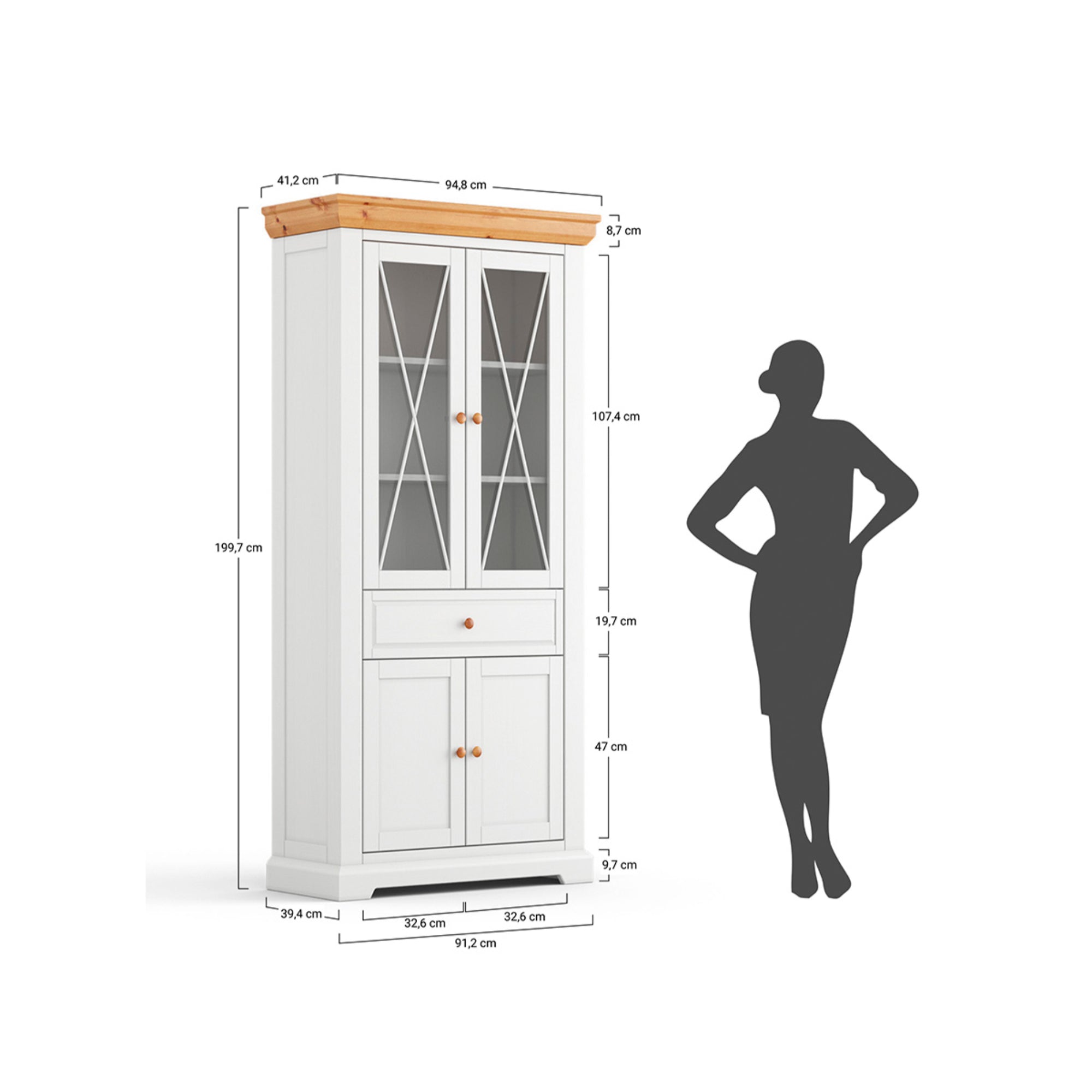 Vitrina Marone 41x199 cm, Materijal: Masivna Borovina