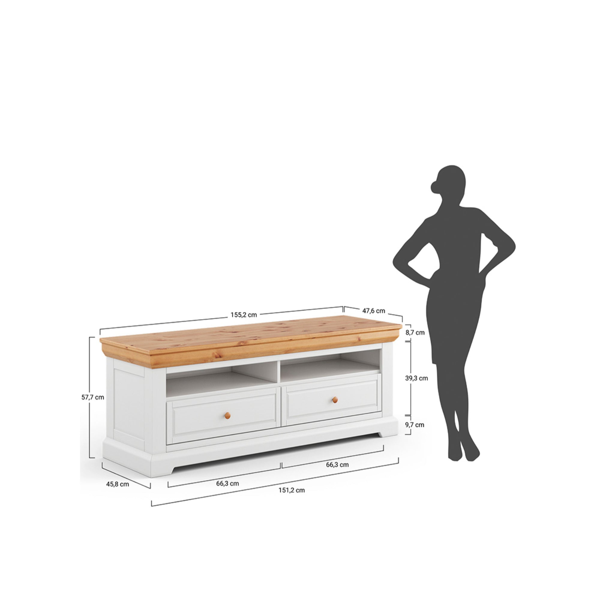 TV Komoda Marone 155x47 cm, Materijal: Masivna Borovina