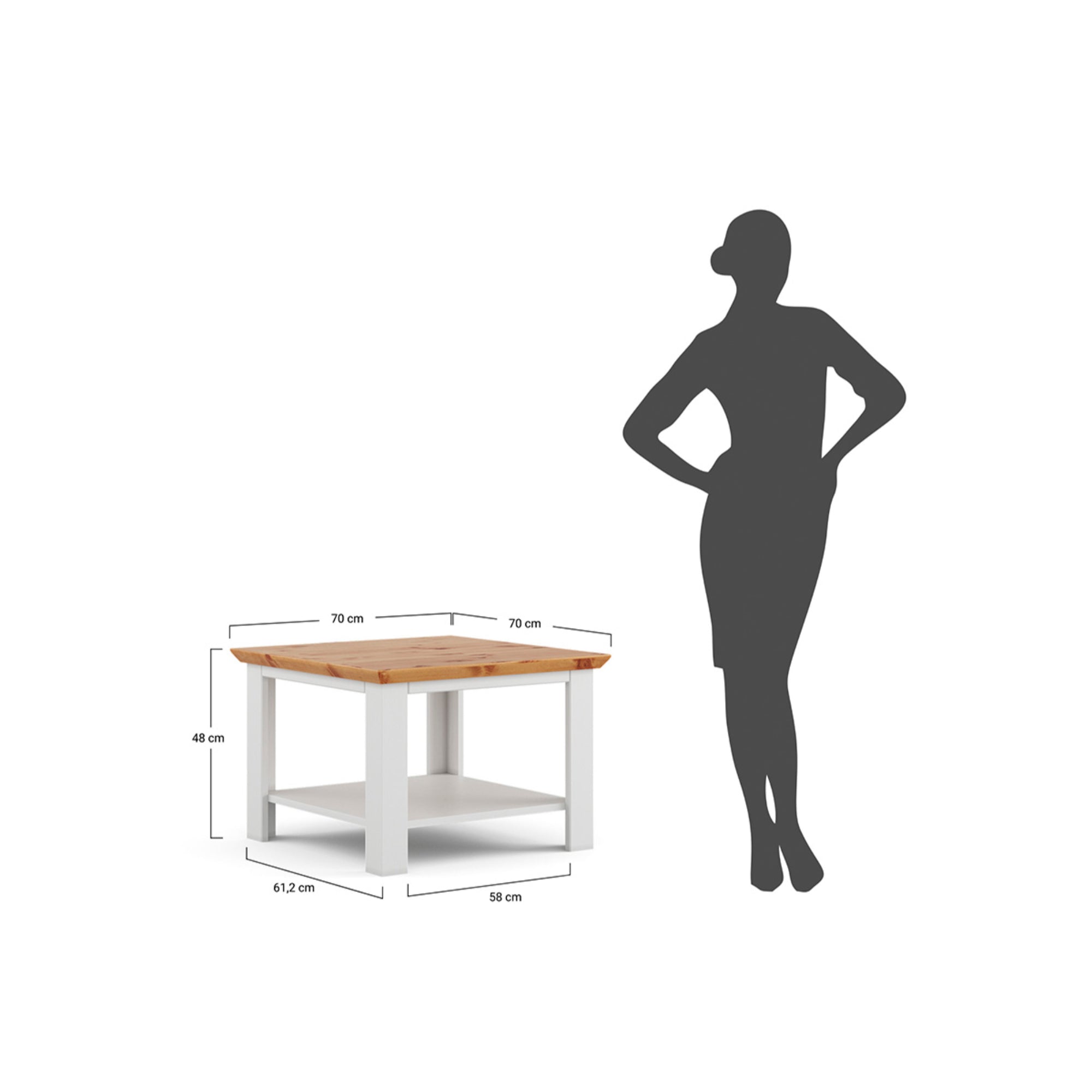 Klub stolić Marone 70x70cm, Materijal: Masivna Borovina