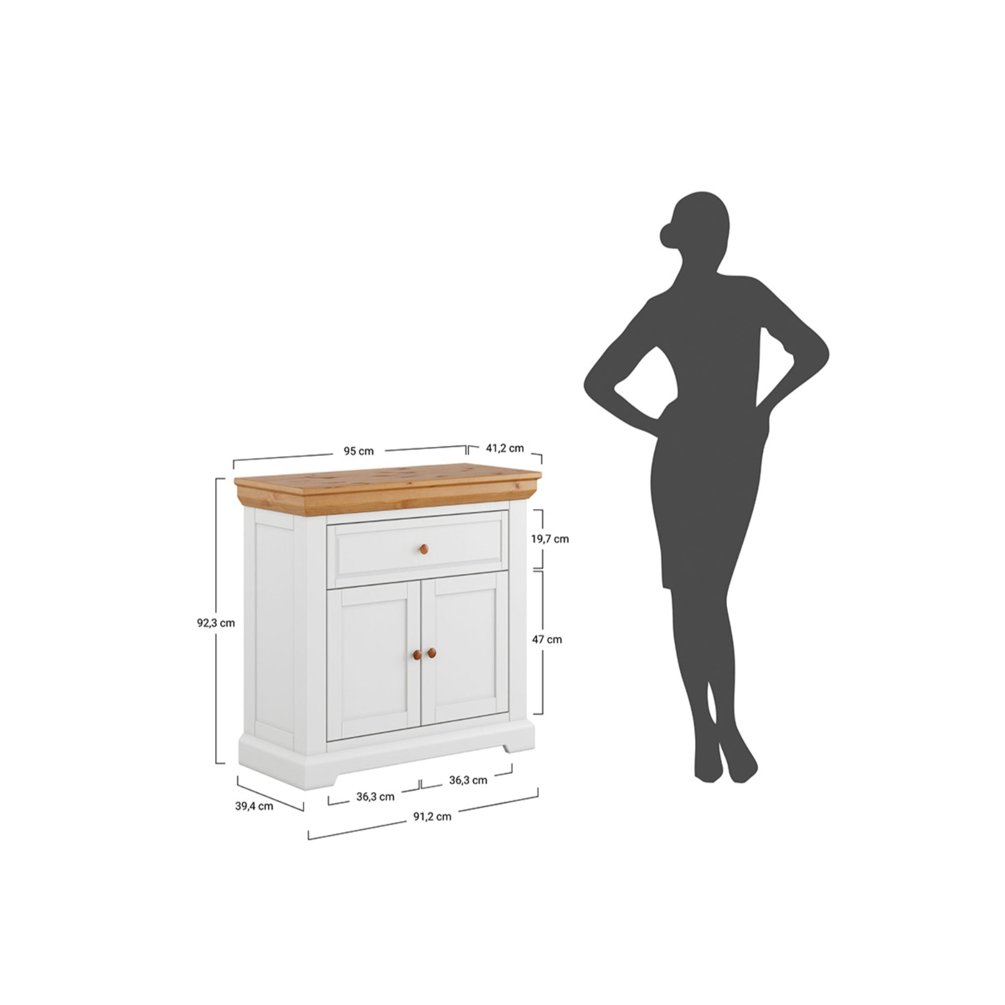 Komoda Marone 95x41,2 cm, Materijal: Masivna Borovina