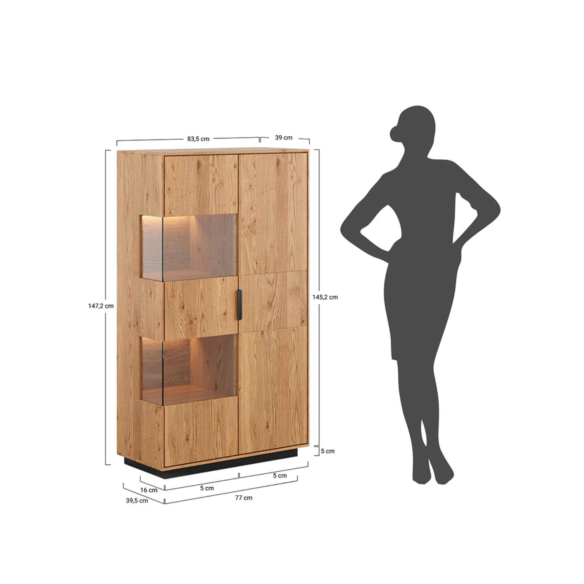 Vitrina Tirano 39x147 cm, Materijal: Masivno Drvo Hrast