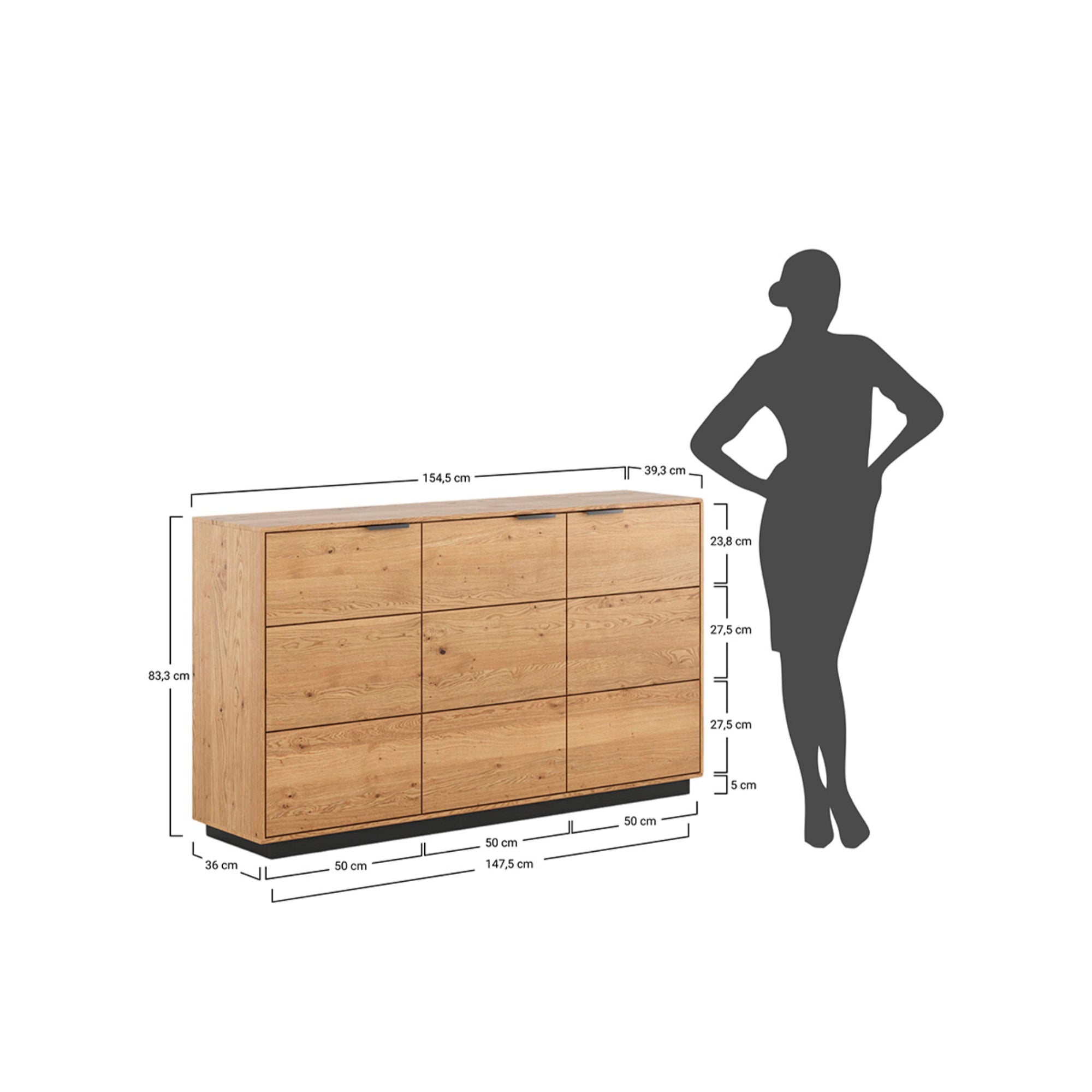 Komoda Tirano 154x39 cm, Materijal: Masivno Drvo Hrast