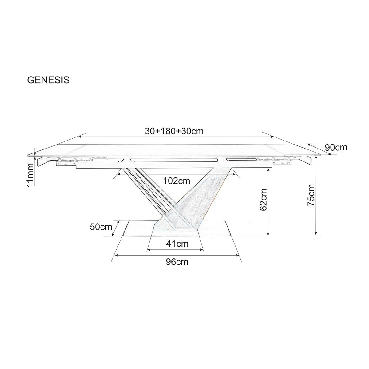 Blagovaonski stol Genesis 180/240x90cm, Materijal: Keramika