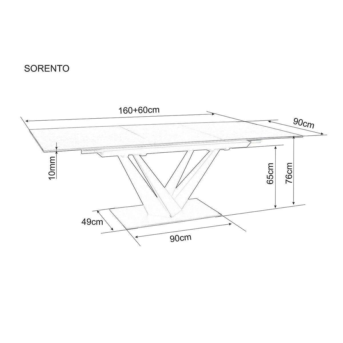 Blagovaonski stol Sorento 160/220x90cm, Materijal: Kaljeno staklo, Keramika