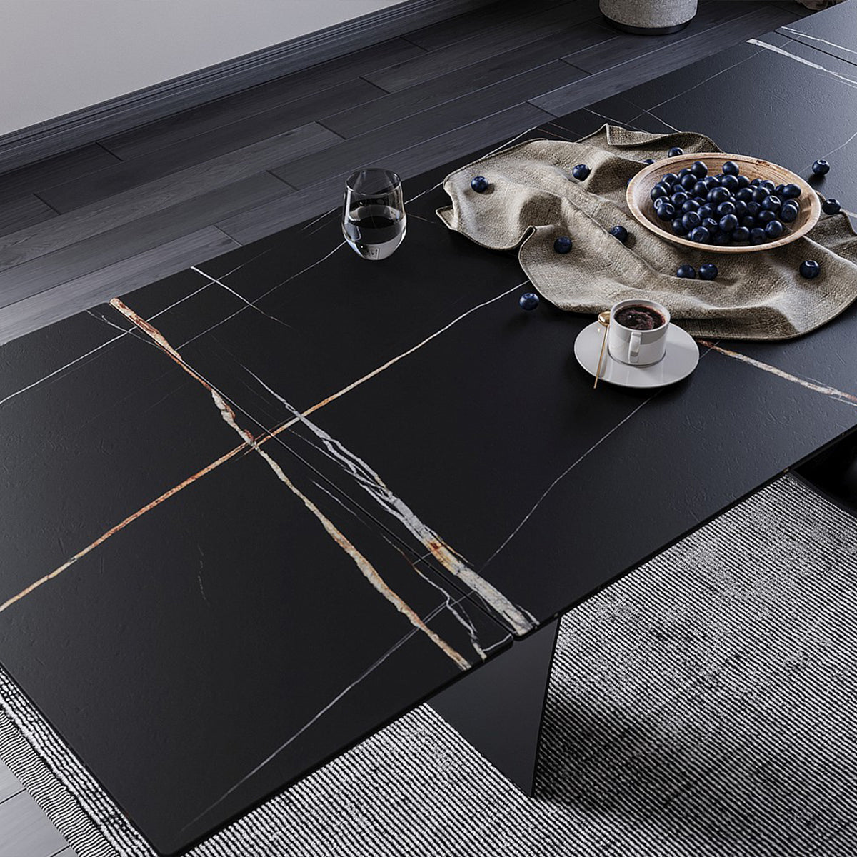 Blagovaonski stol Diuna 160/240x90cm, Materijal: Kaljeno staklo, Keramika