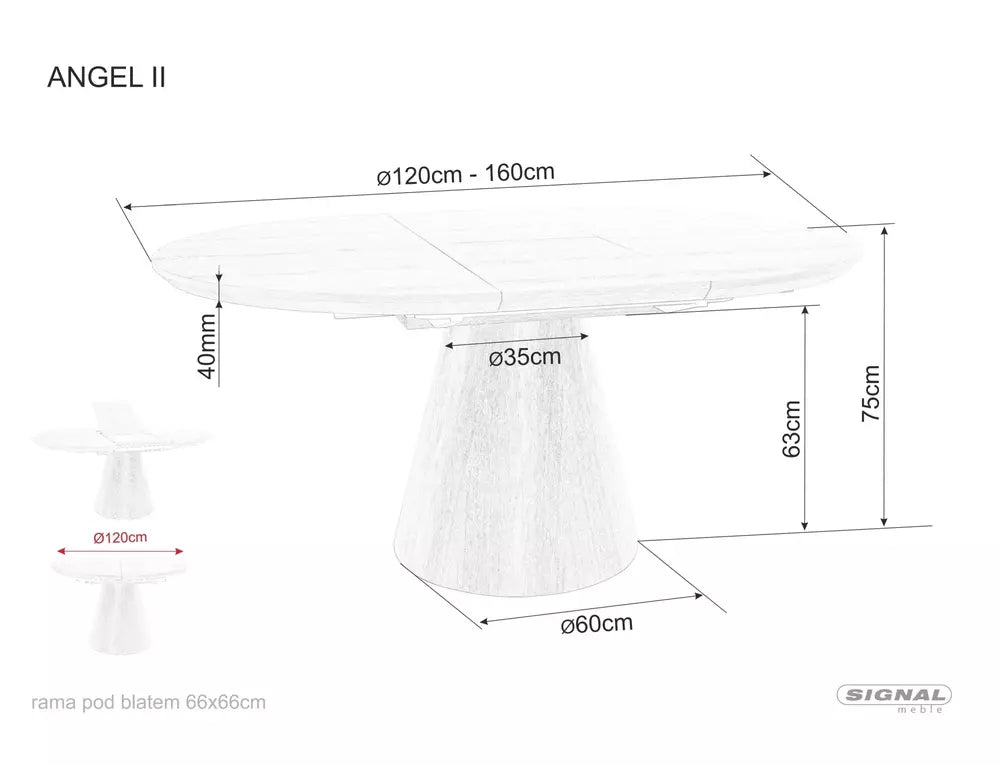 Produljivi blagovaonski stol Angel II 120/160x120cm, Materijal: MDF