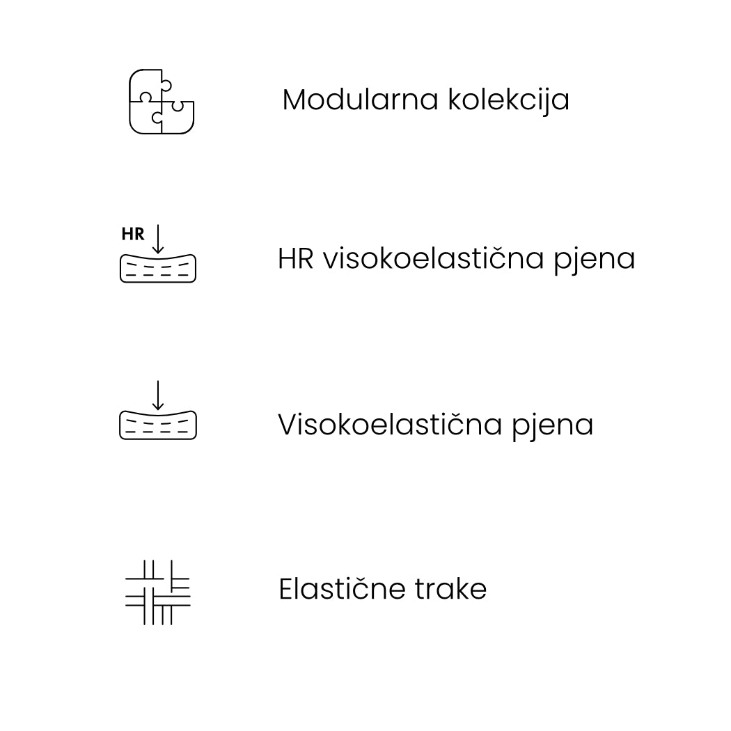 Modularna garnitura Gio, Materijal: Mogućnost izbora