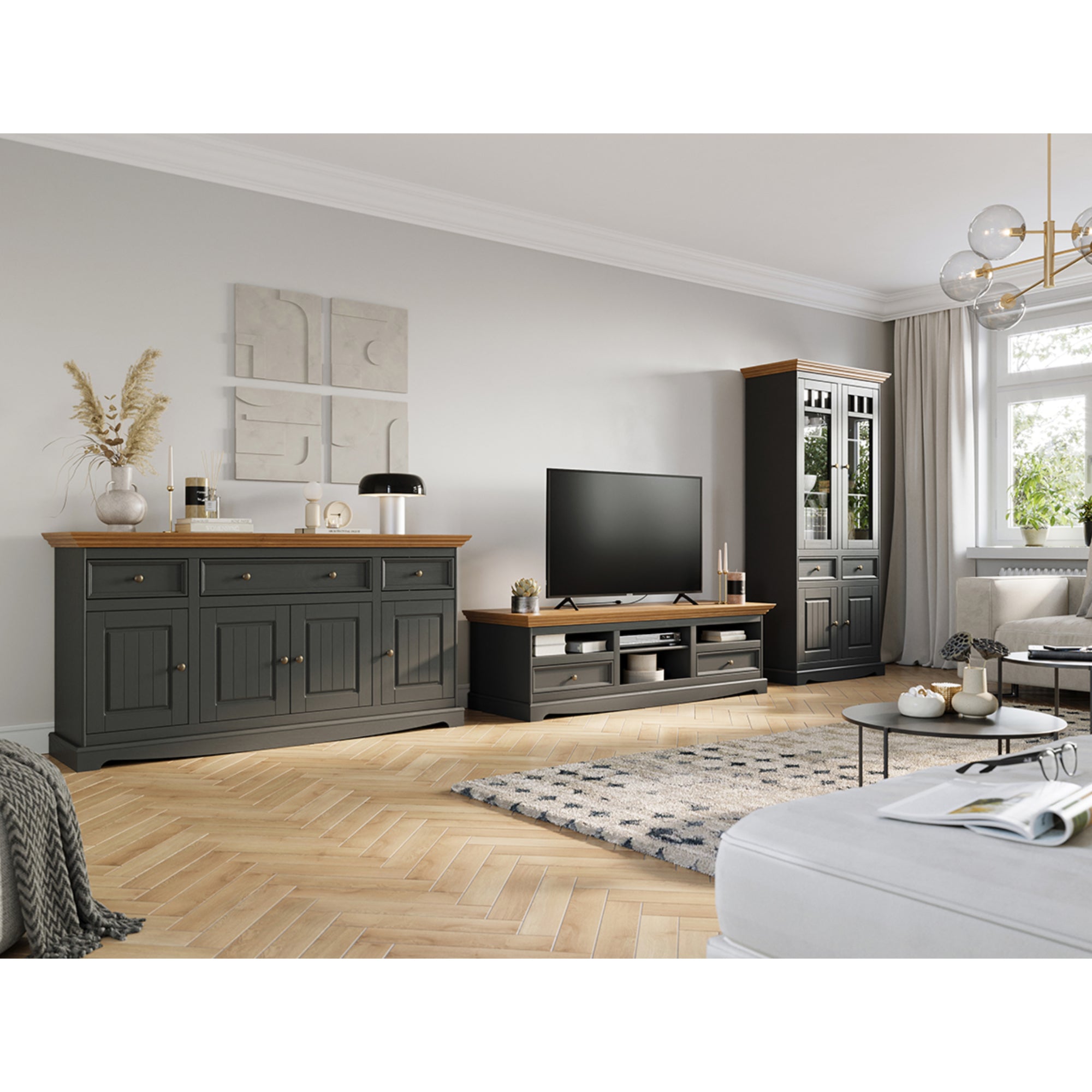 TV Komoda Belluno 167x53 cm, Materijal: Masivna Borovina