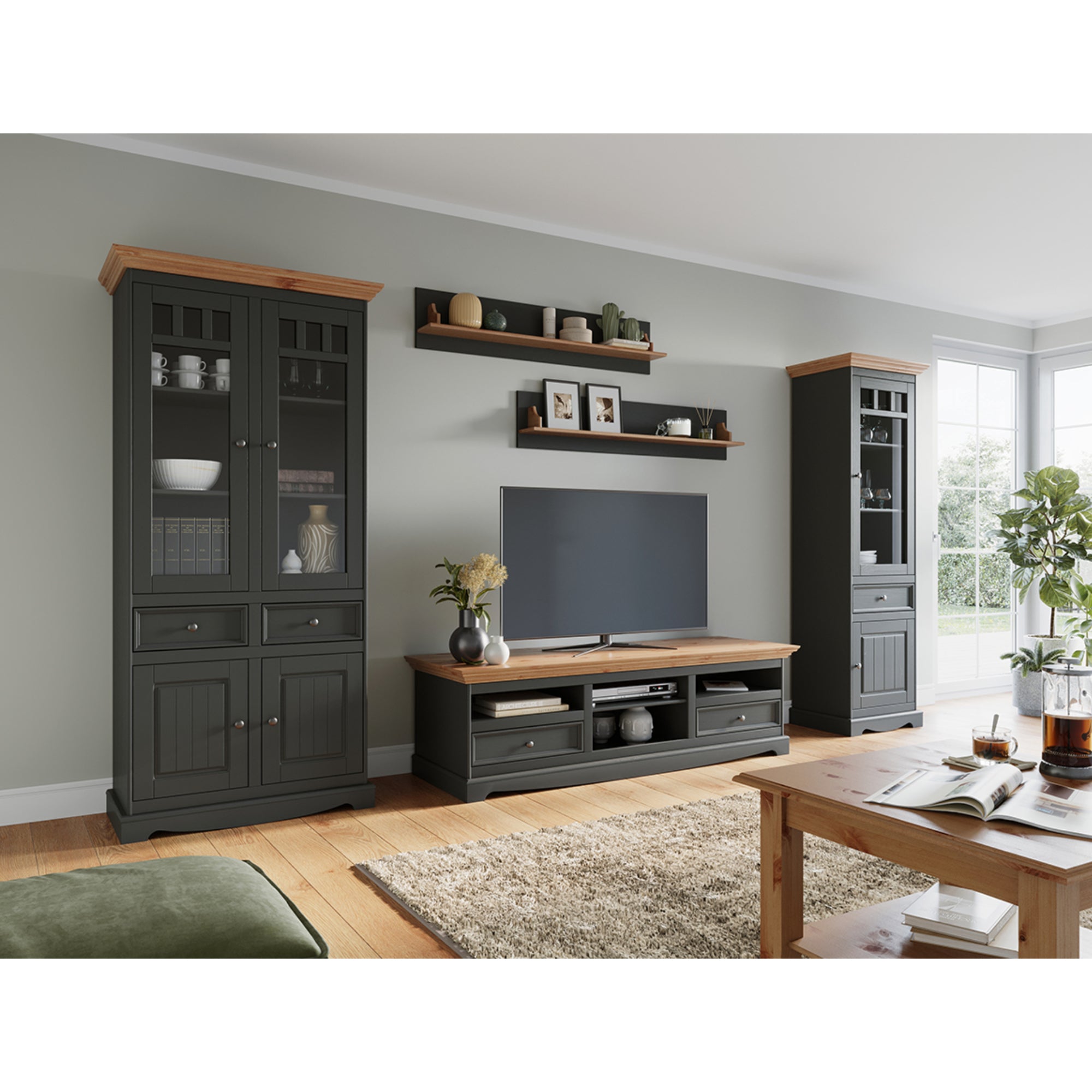Vitrina Belluno 44x190 cm, Materijal: Masivna Borovina