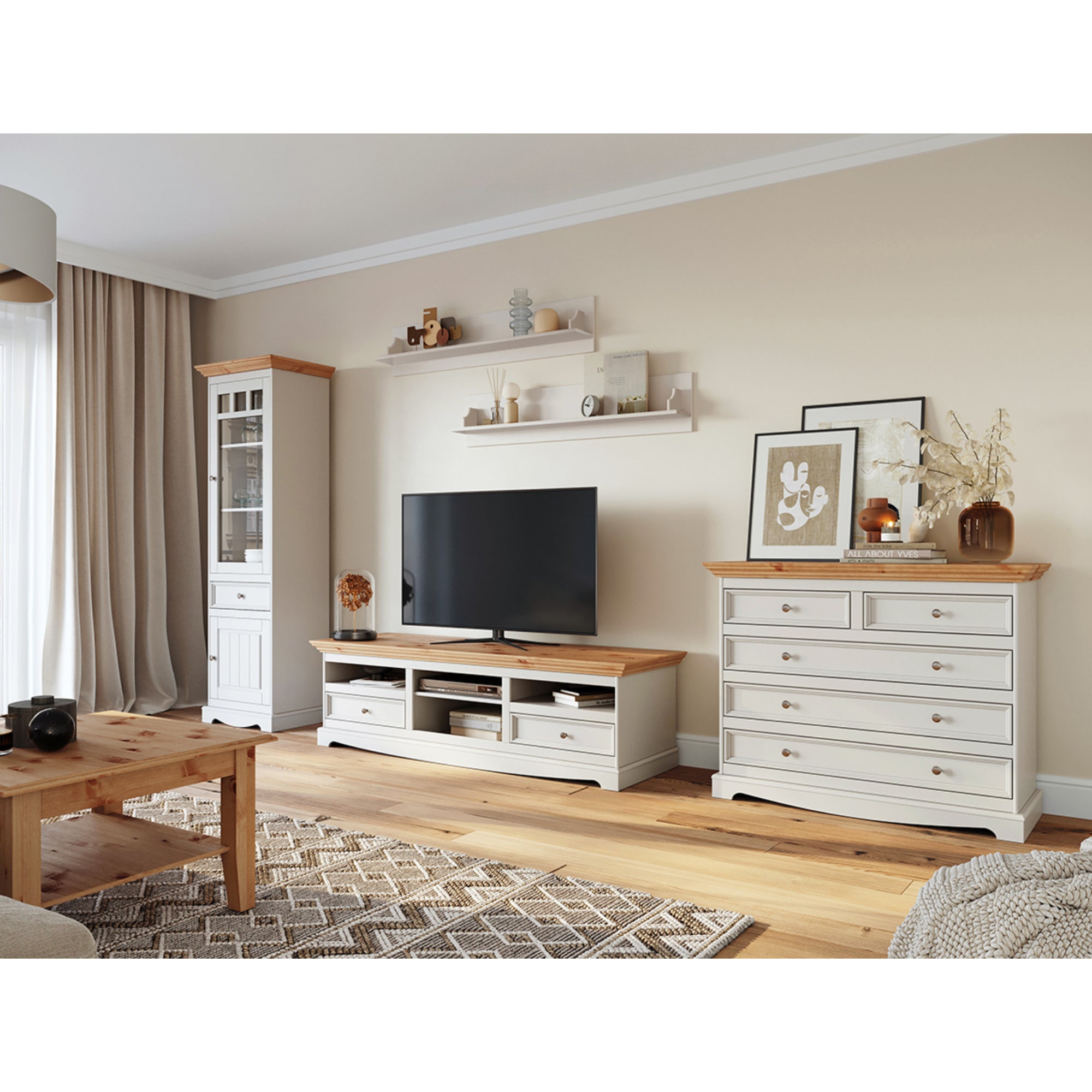 Vitrina Belluno 44x190 cm, Materijal: Masivna Borovina