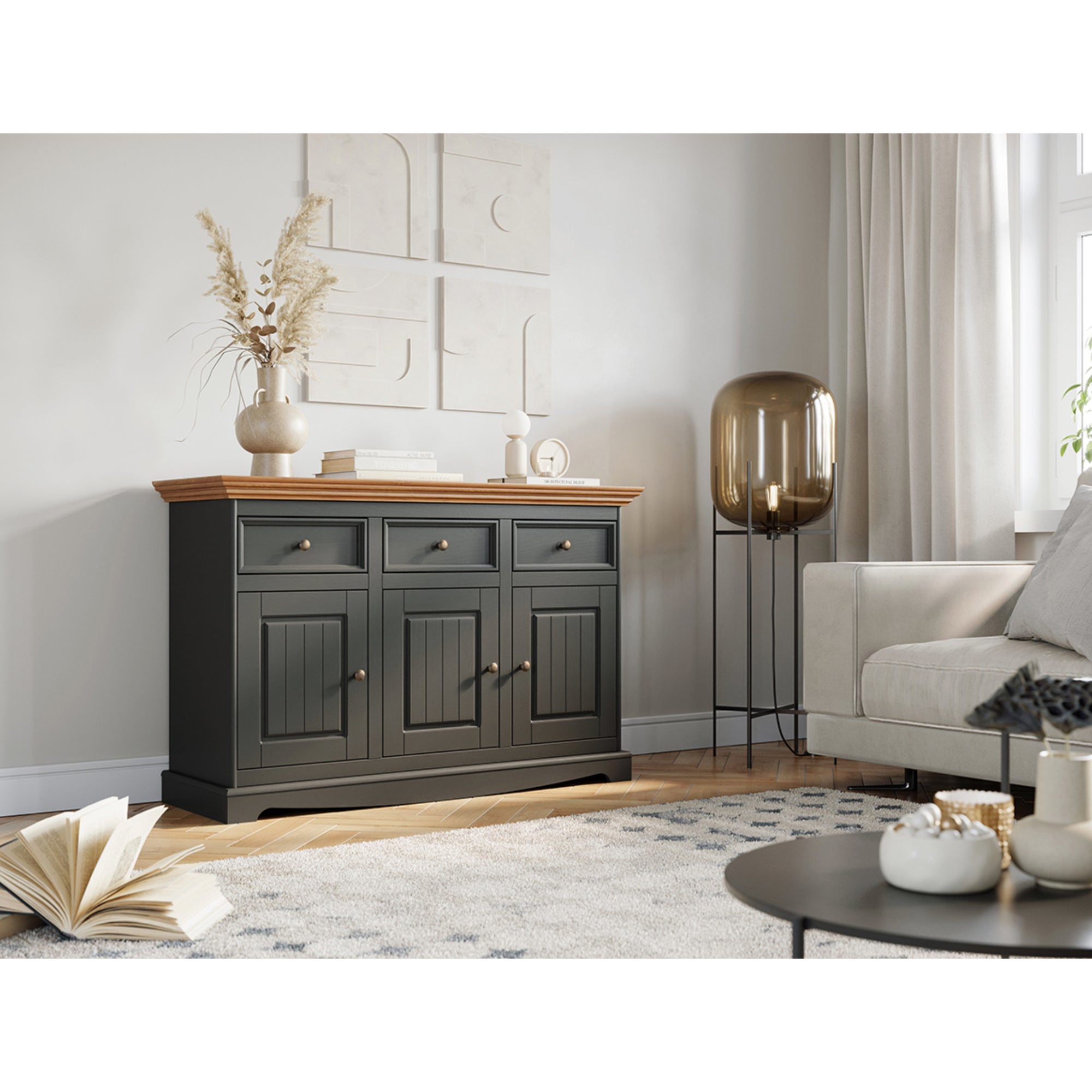Komoda Belluno 130x44 cm, Materijal: Masivna Borovina