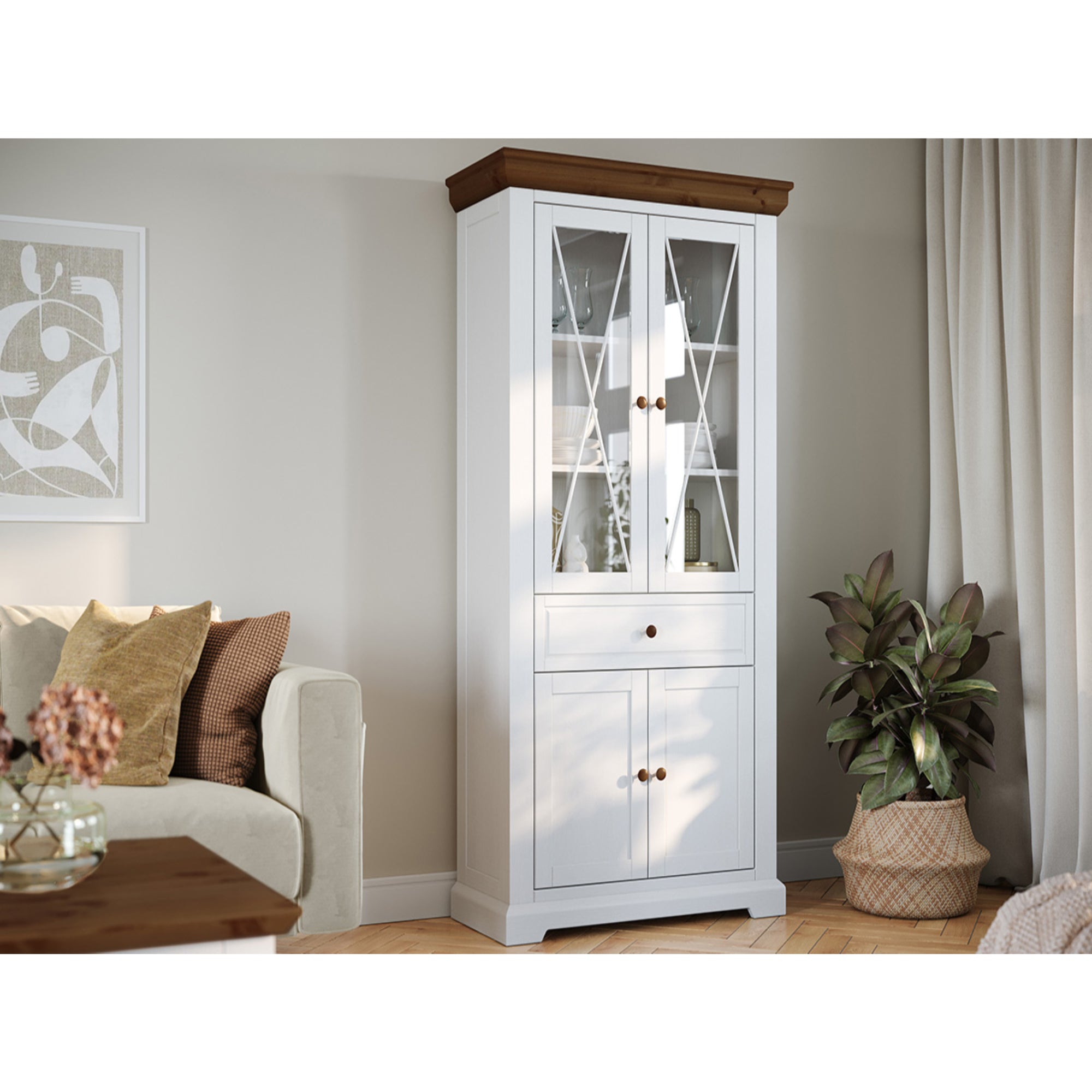 Vitrina Marone 41x199 cm, Materijal: Masivna Borovina