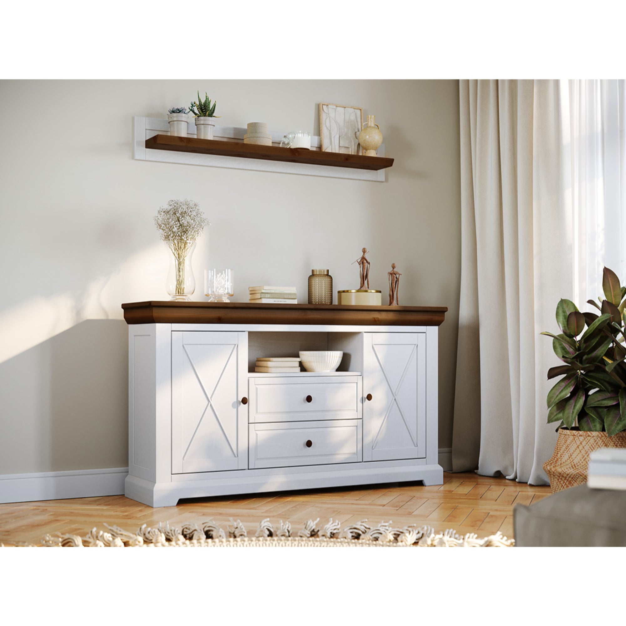 Komoda Marone 166x41 cm, Materijal: Masivna Borovina