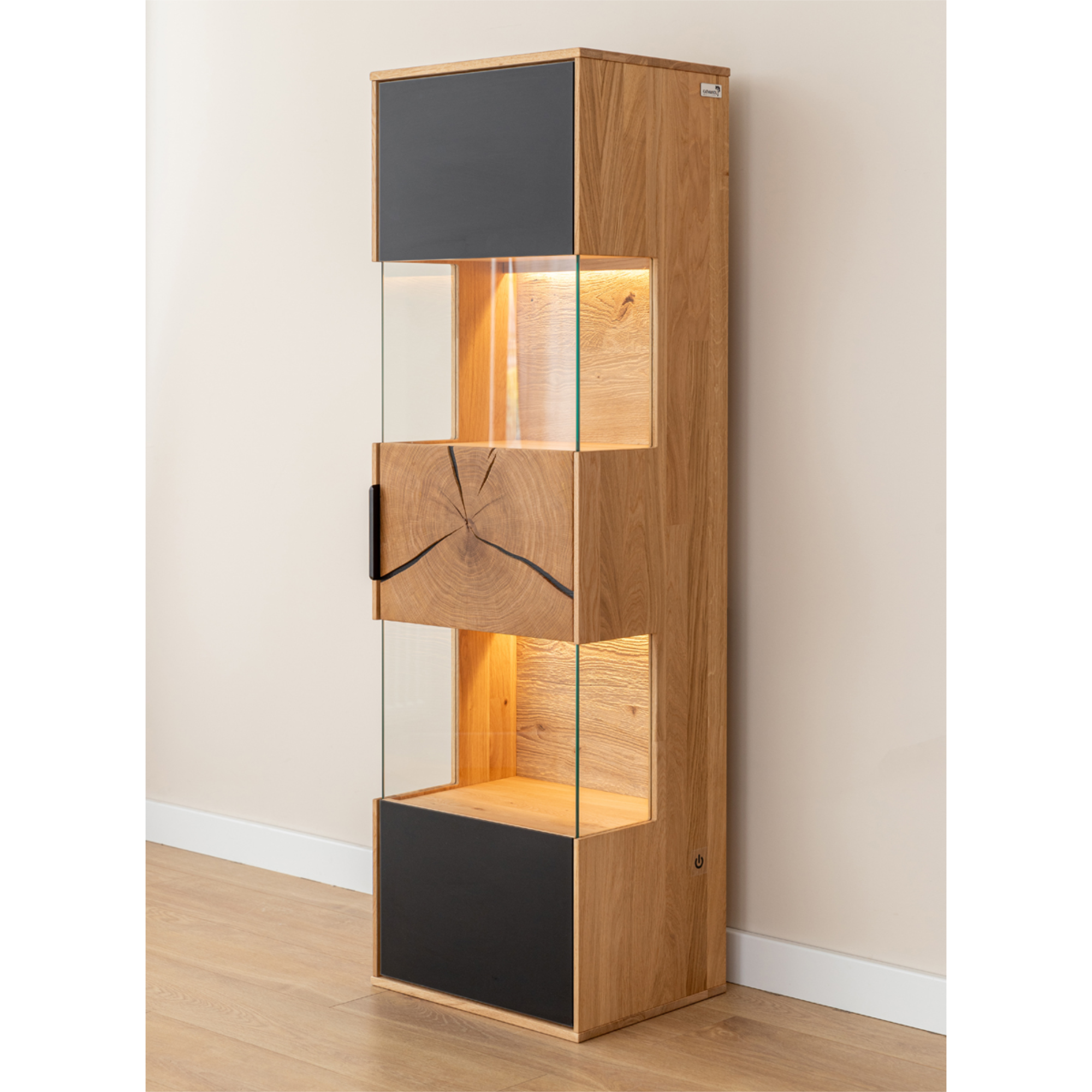 Viseća Vitrina Tirano 33x142 cm, Materijal: Masivno Drvo Hrast