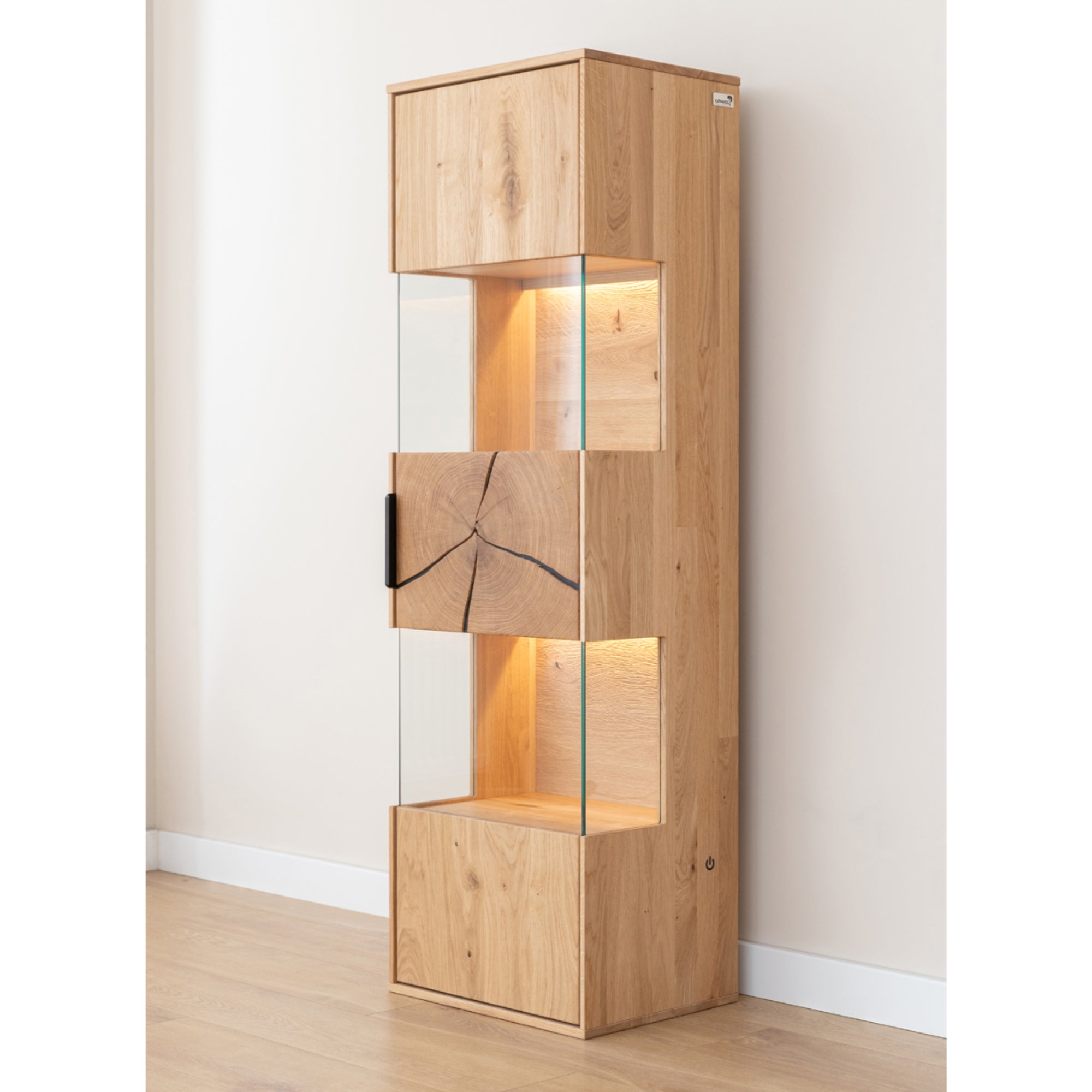 Viseća Vitrina Tirano 33x142 cm, Materijal: Masivno Drvo Hrast