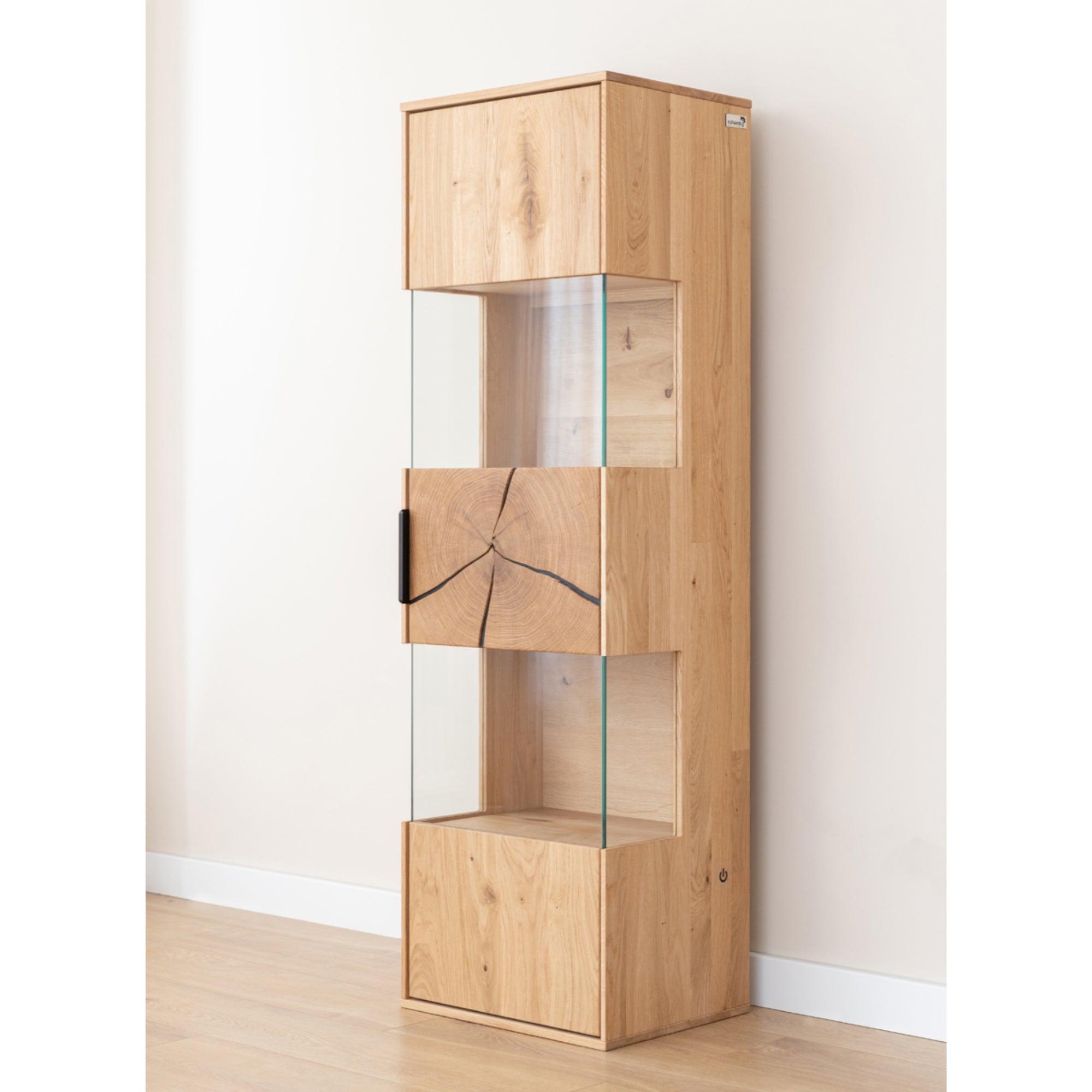 Viseća Vitrina Tirano 33x142 cm, Materijal: Masivno Drvo Hrast