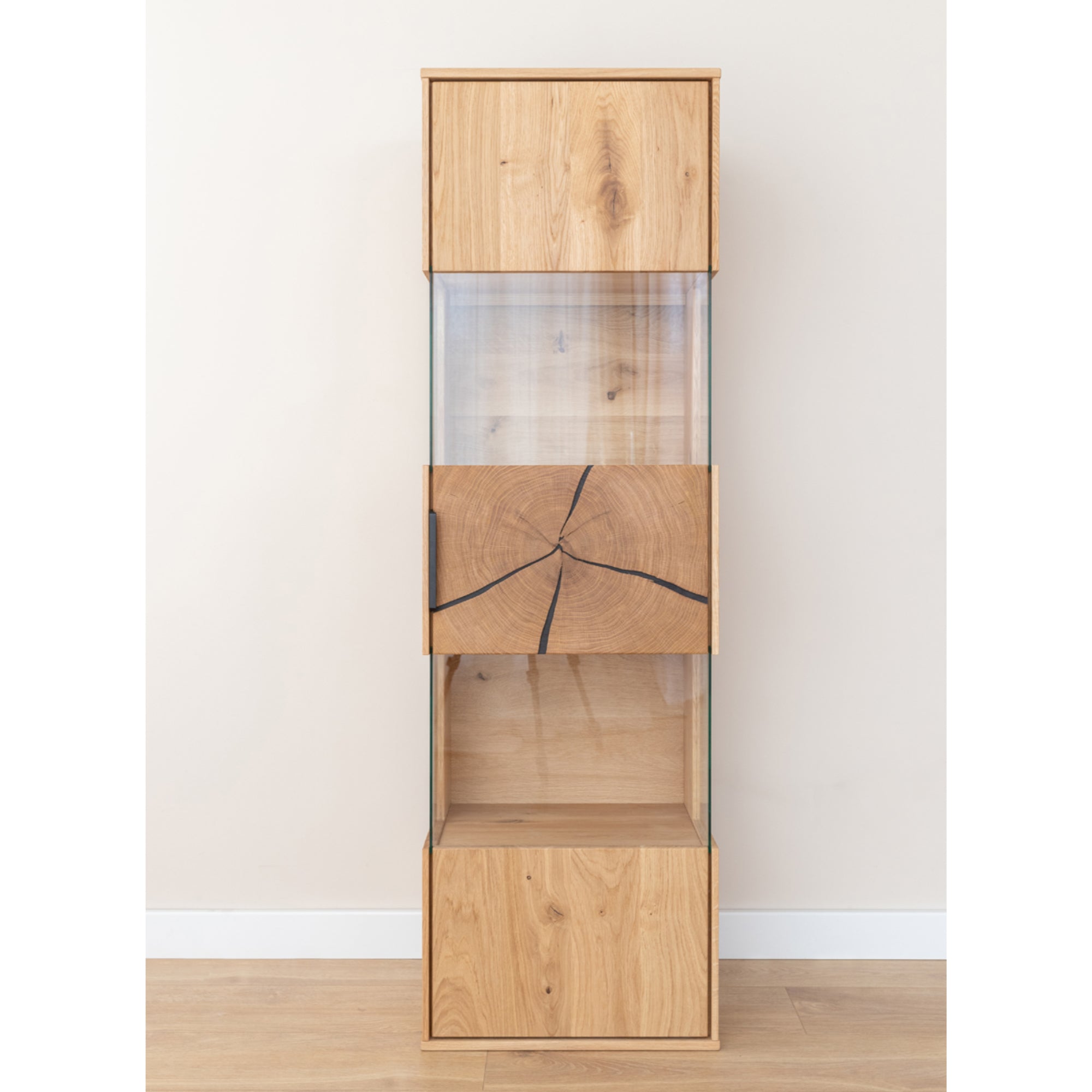 Viseća Vitrina Tirano 33x142 cm, Materijal: Masivno Drvo Hrast