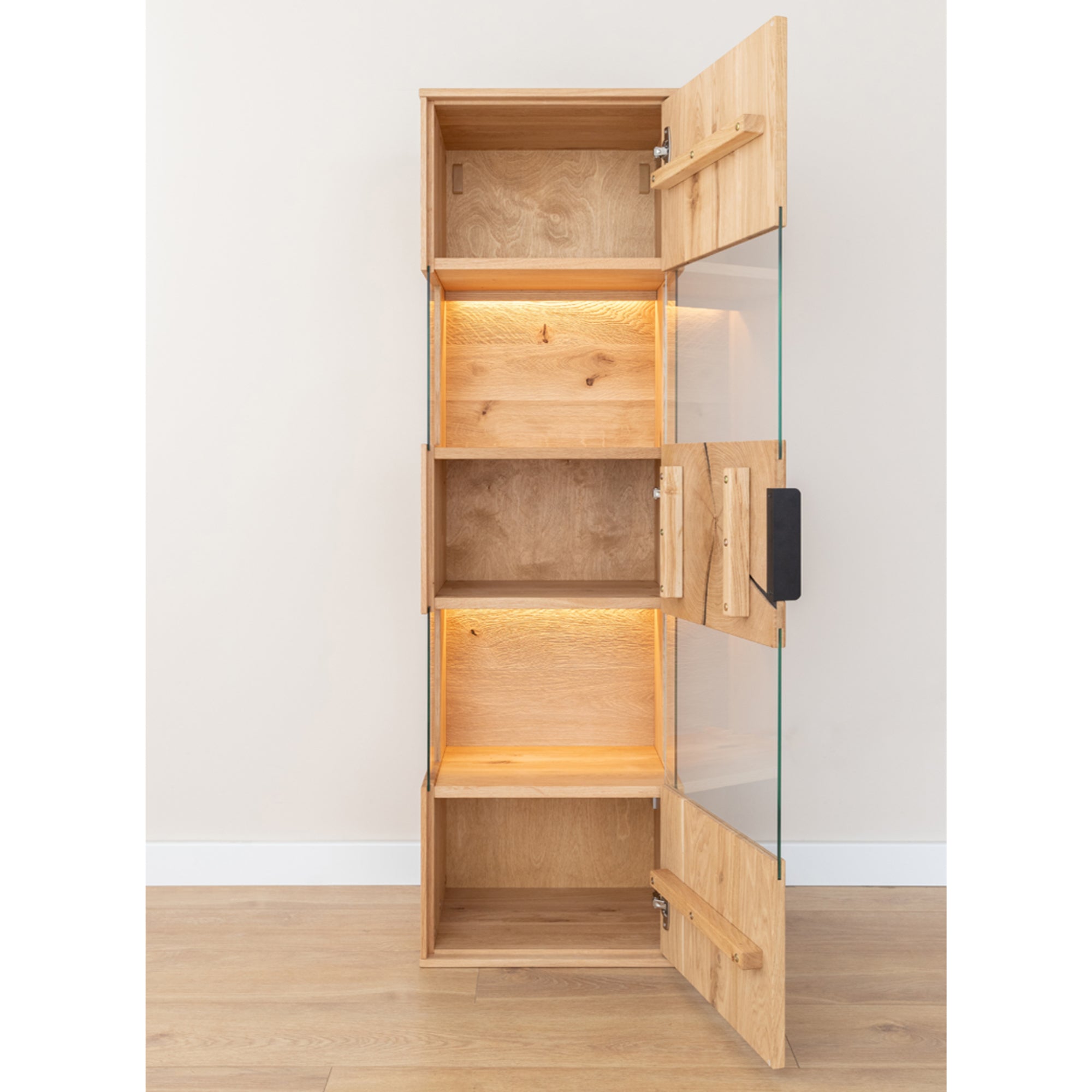 Viseća Vitrina Tirano 33x142 cm, Materijal: Masivno Drvo Hrast