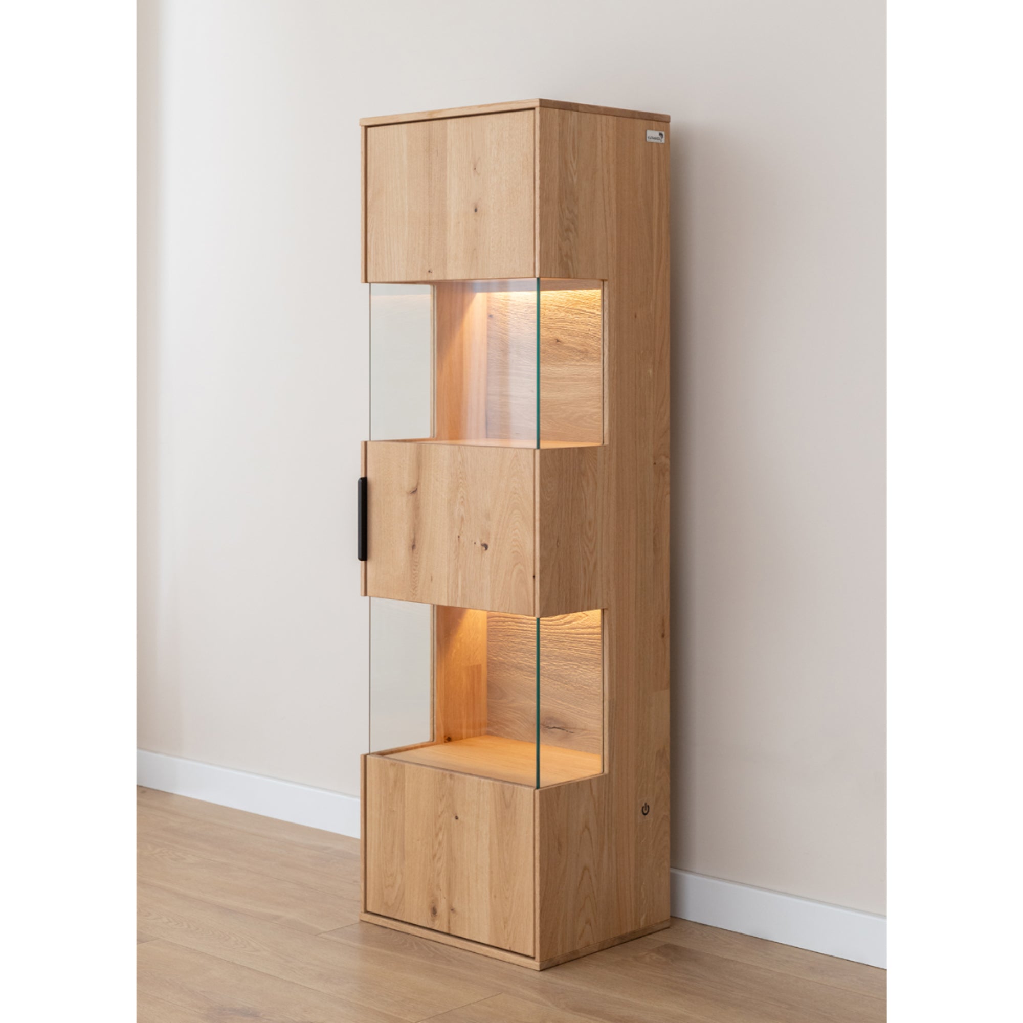Viseća Vitrina Tirano 33x142 cm, Materijal: Masivno Drvo Hrast