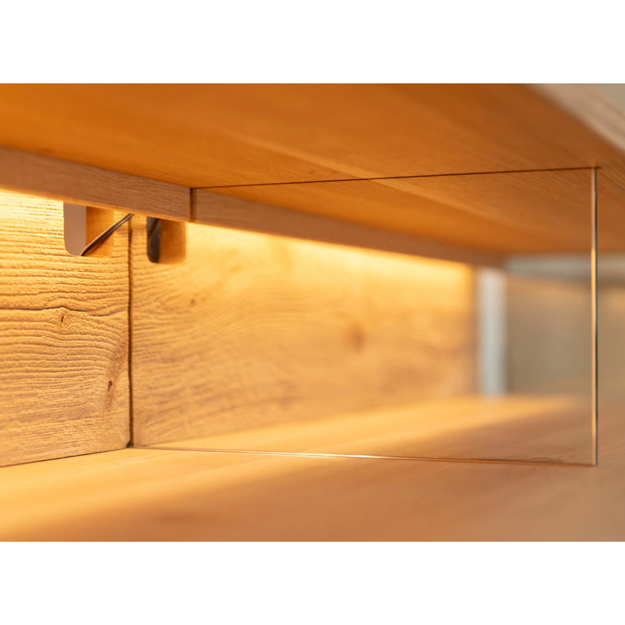 Viseća TV Komoda Tirano 200x39 cm, Materijal: Masivno Drvo Hrast