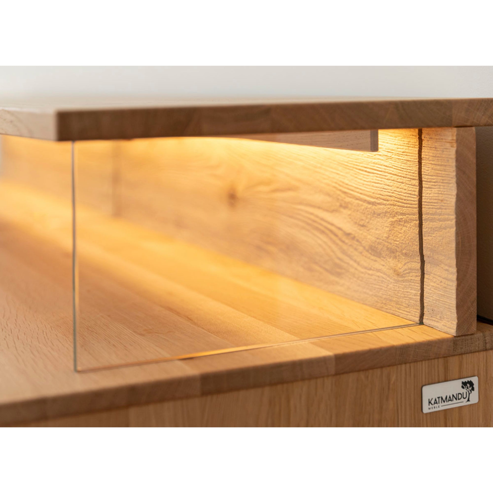 Viseća TV Komoda Tirano 200x39 cm, Materijal: Masivno Drvo Hrast