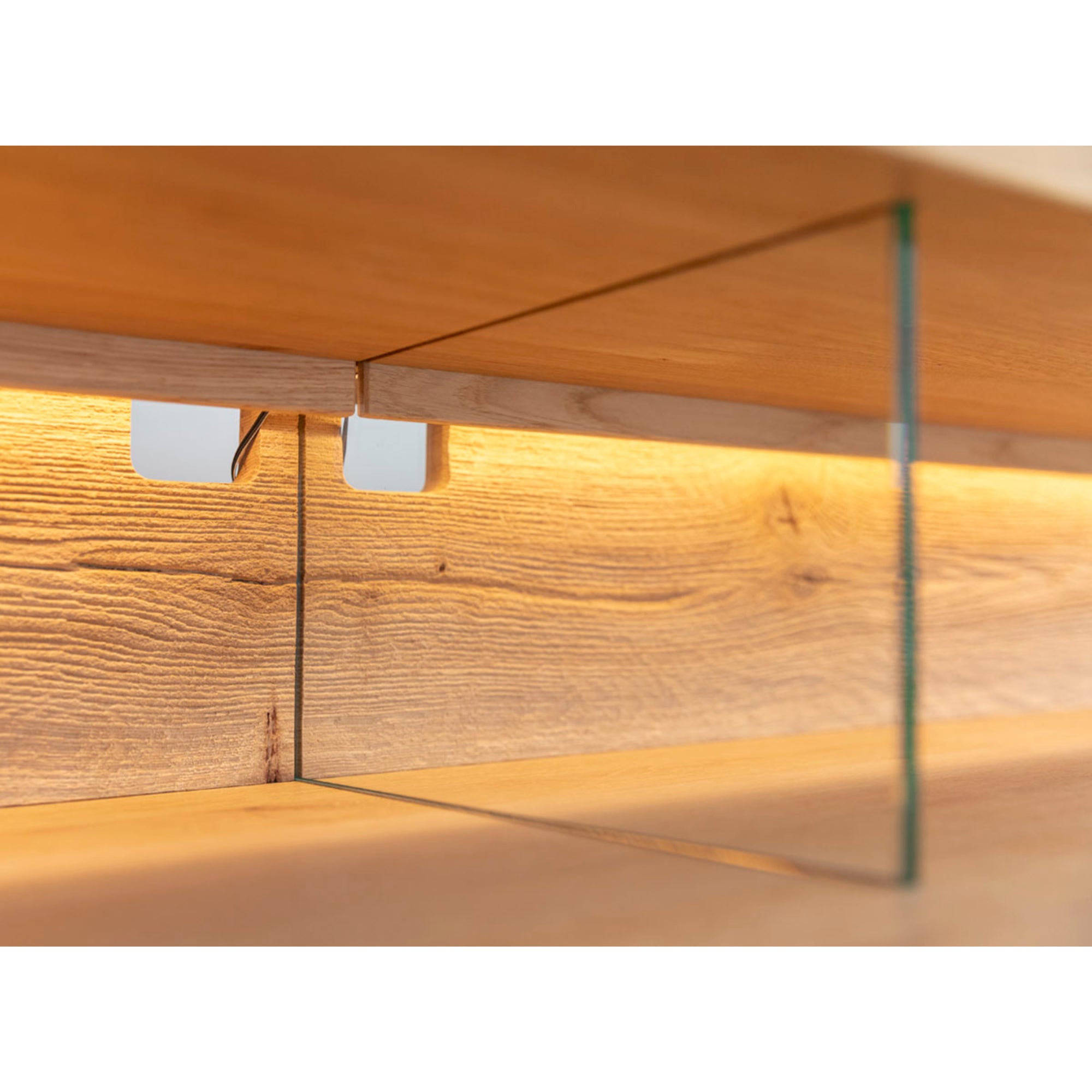 Viseća TV Komoda Tirano 200x39 cm, Materijal: Masivno Drvo Hrast